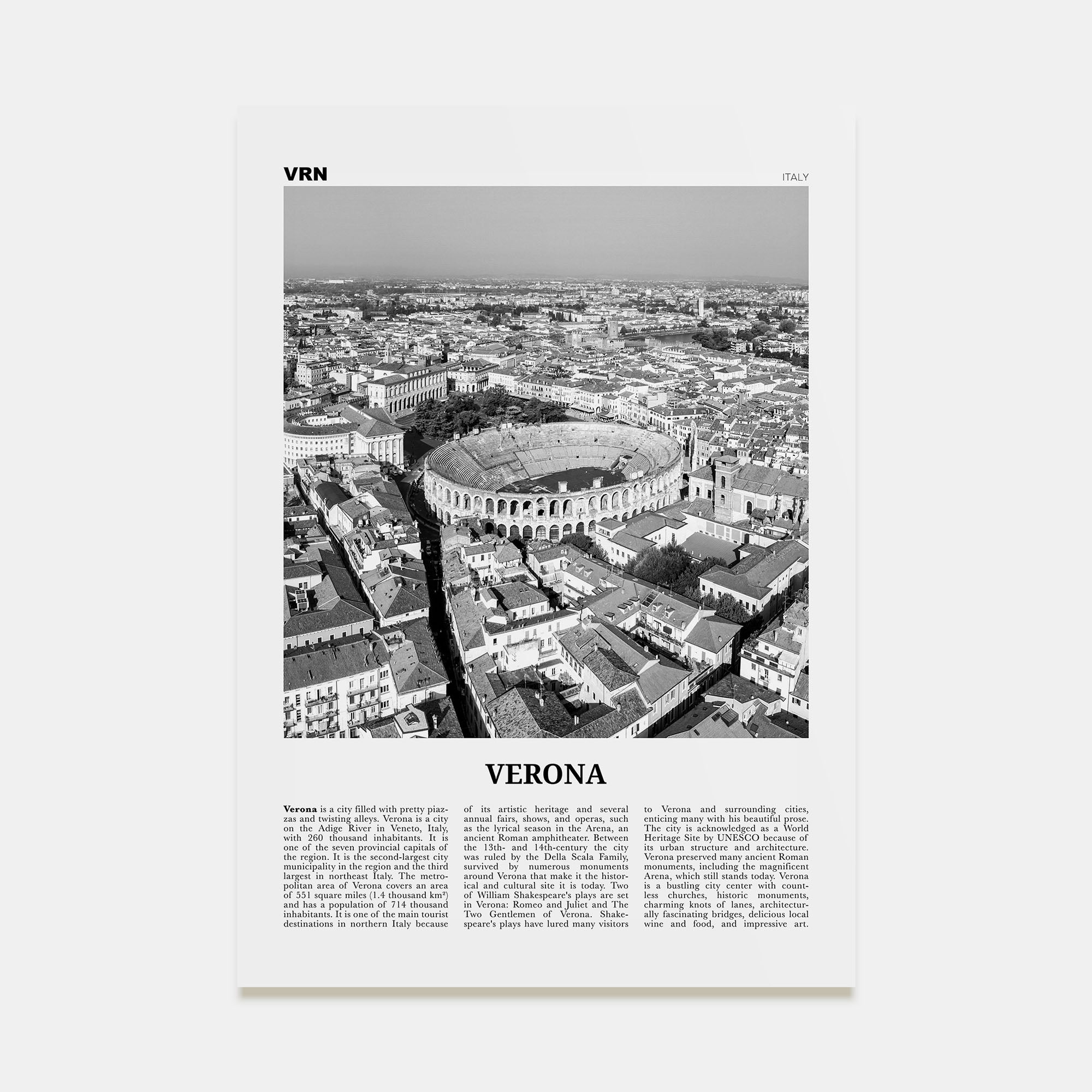 Verona Travel B&W No 2 Poster