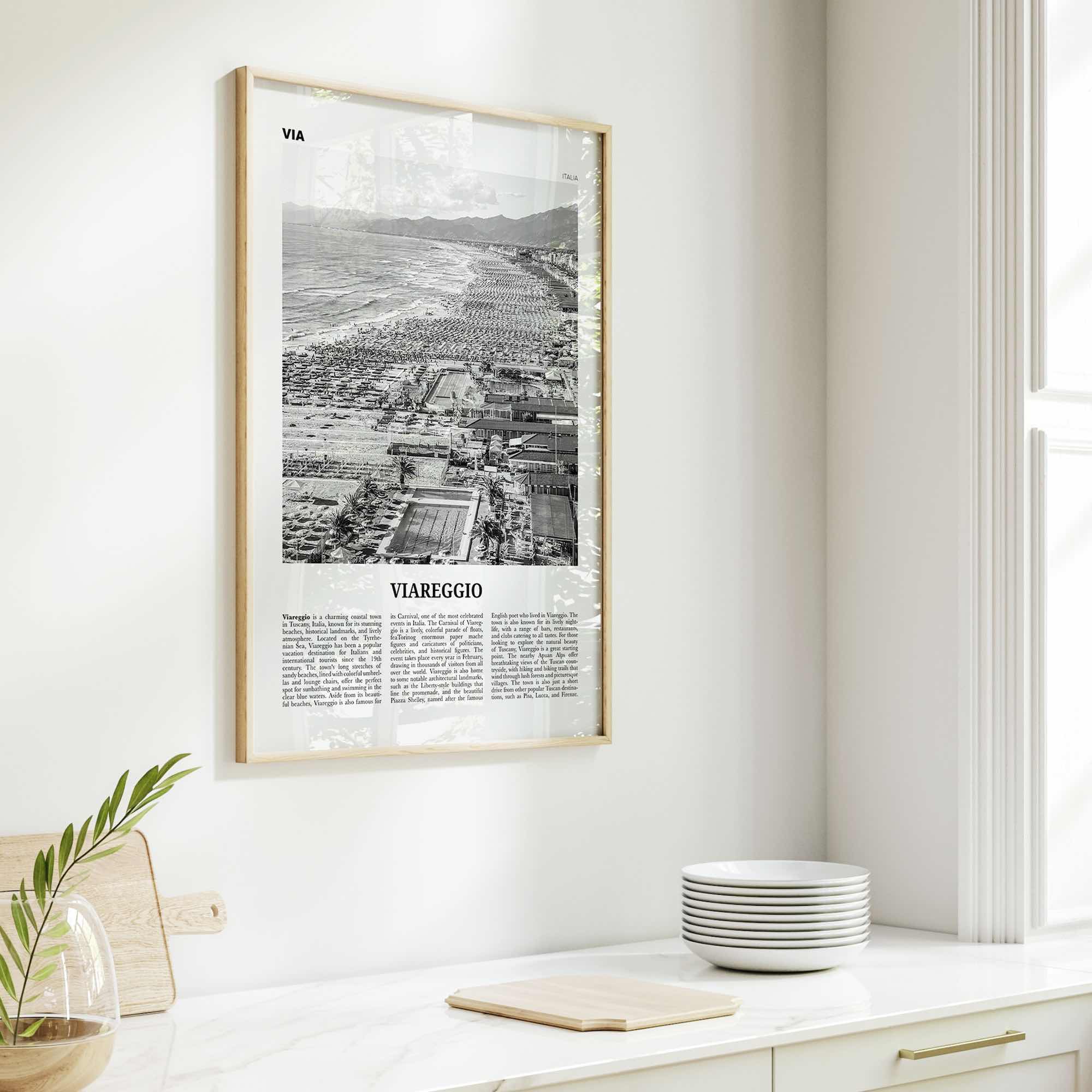 Viareggio Print Black and White, Viareggio Wall Art, Viareggio Poster, Viareggio Photo, Viareggio Wall Décor, Viareggio Map, Italia