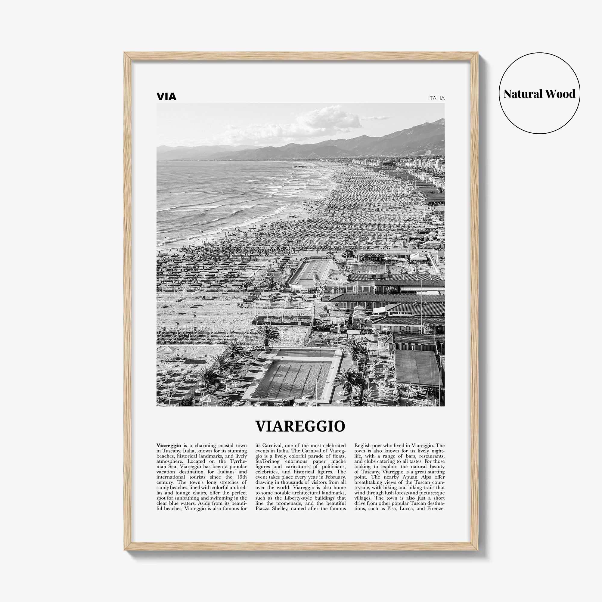 Viareggio Print Black and White, Viareggio Wall Art, Viareggio Poster, Viareggio Photo, Viareggio Wall Décor, Viareggio Map, Italia