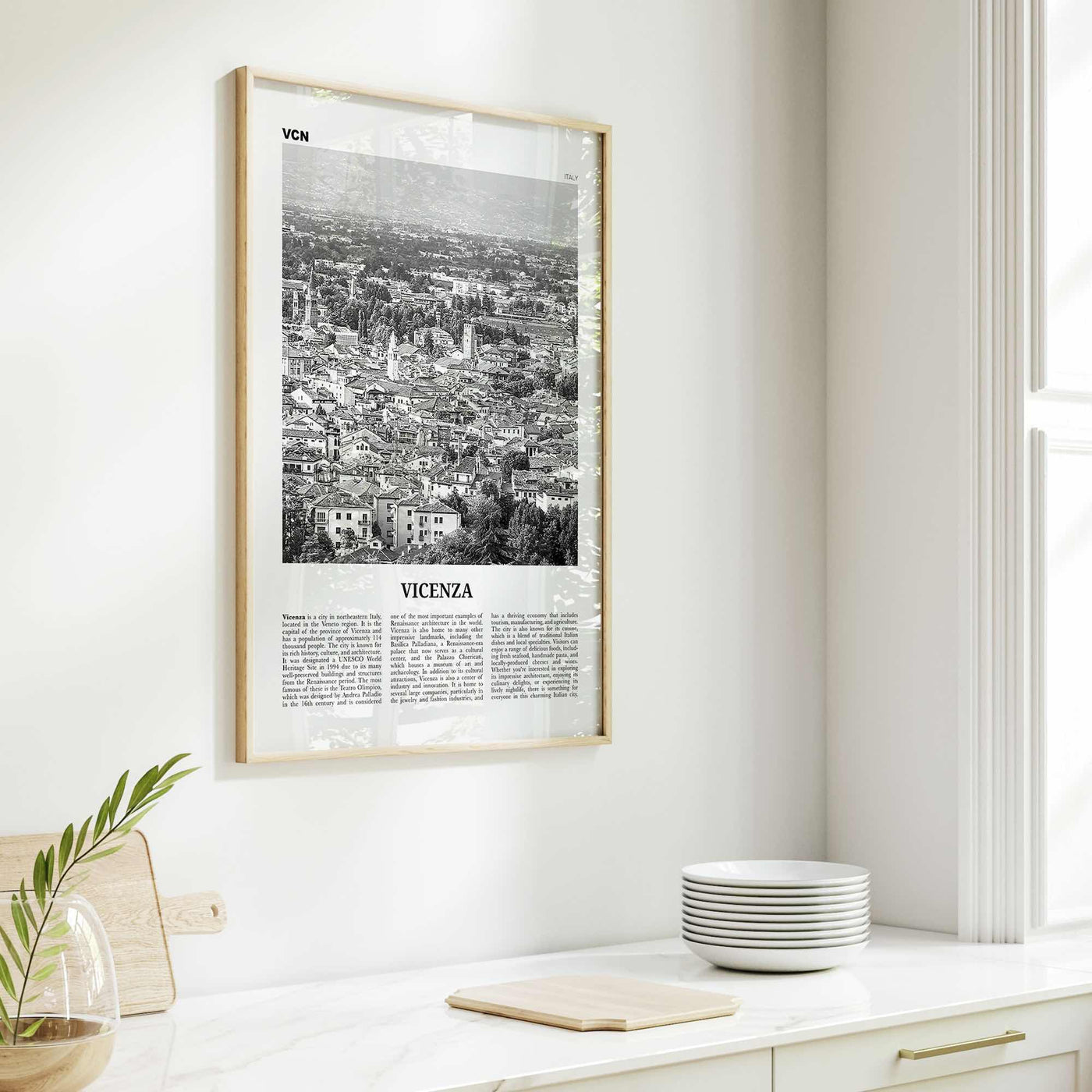 Vicenza Print Black and White, Vicenza Wall Art, Vicenza Poster, Vicenza Photo, Vicenza Wall Décor, Vicenza Map, Italy