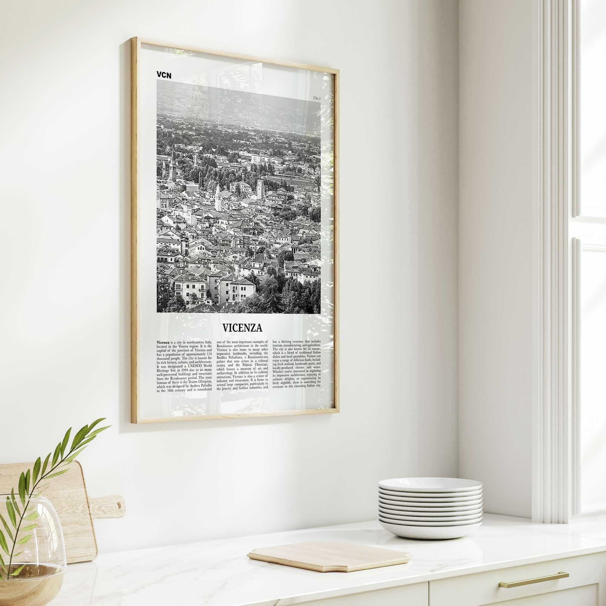Vicenza Print Black and White, Vicenza Wall Art, Vicenza Poster, Vicenza Photo, Vicenza Wall Décor, Vicenza Map, Italy