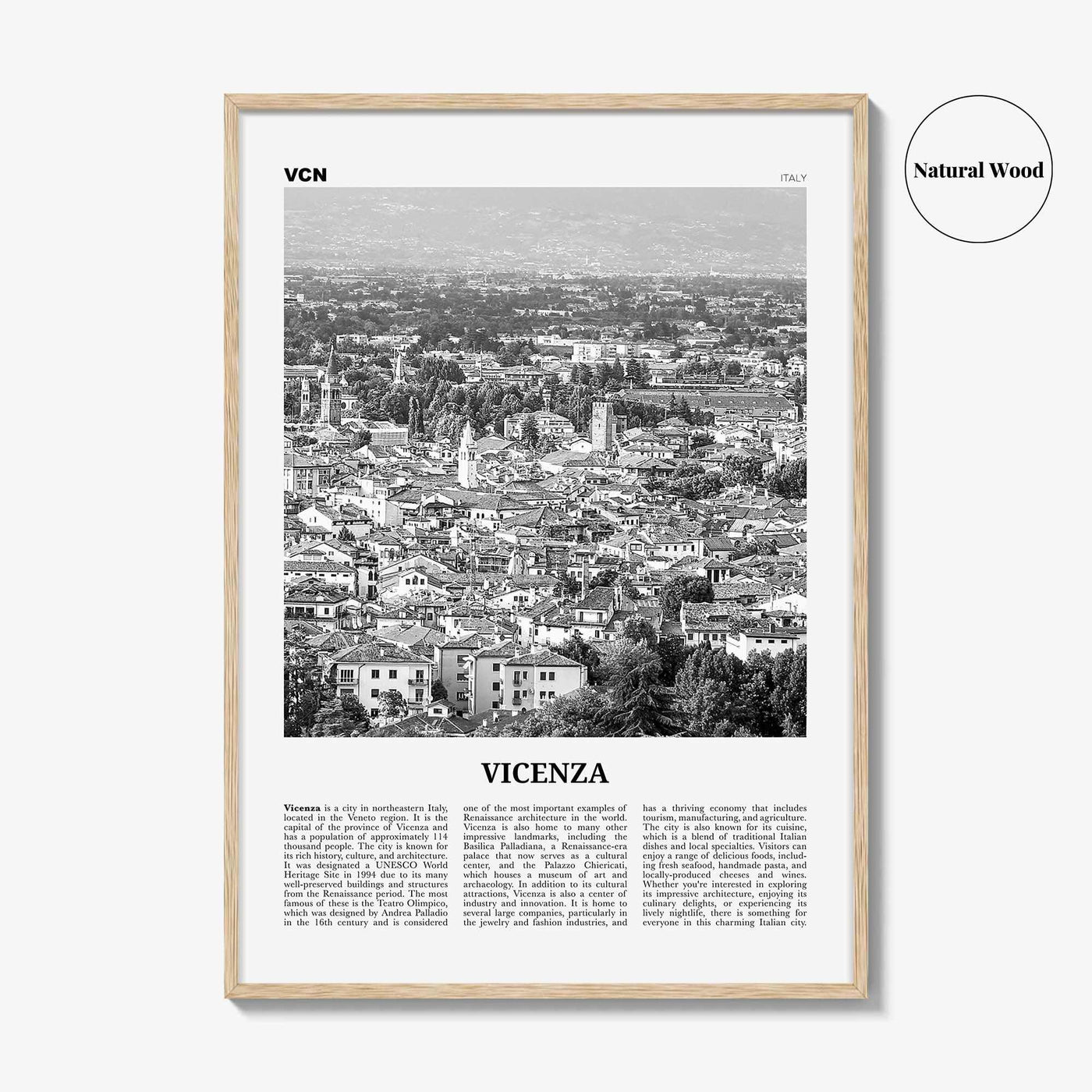Vicenza Print Black and White, Vicenza Wall Art, Vicenza Poster, Vicenza Photo, Vicenza Wall Décor, Vicenza Map, Italy