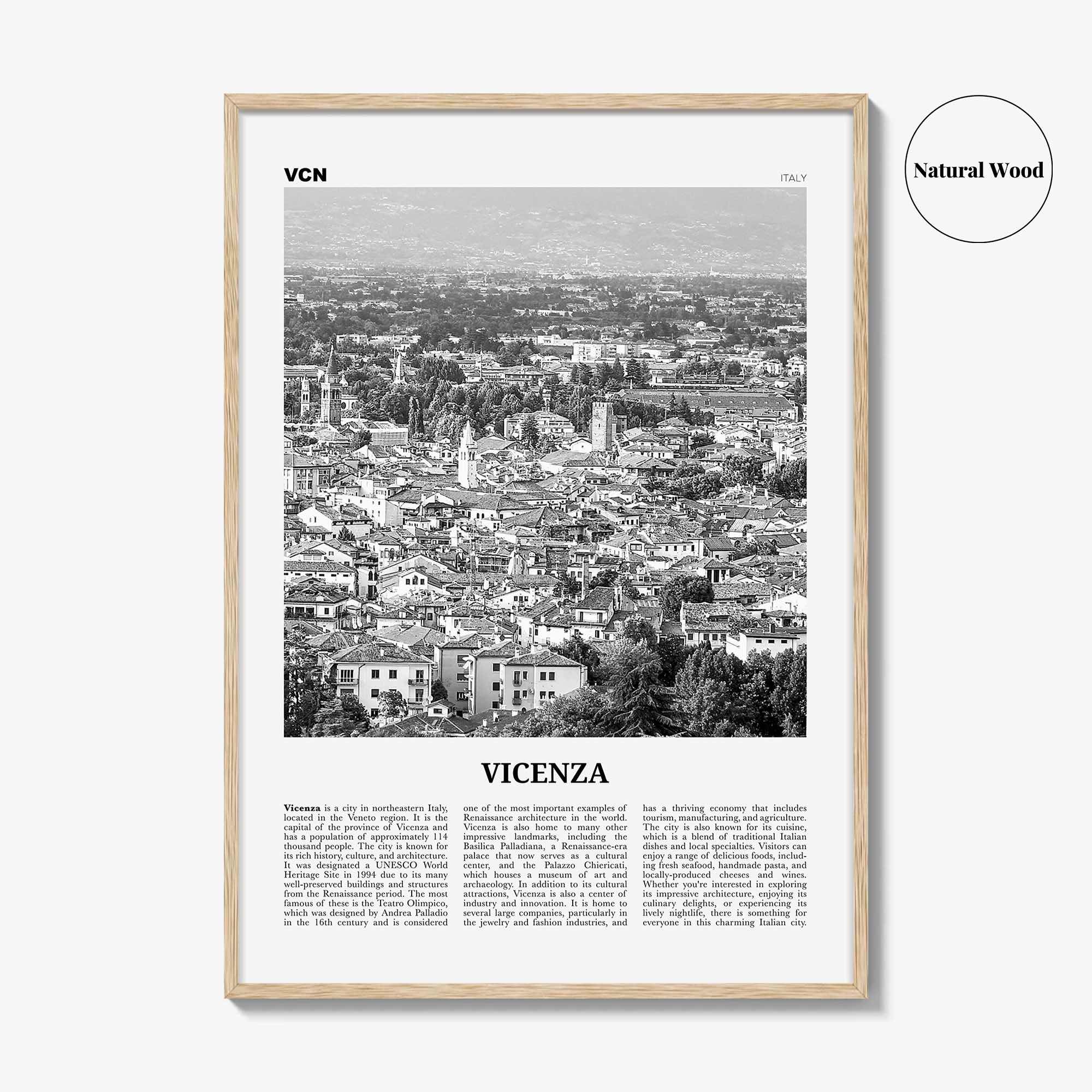 Vicenza Print Black and White, Vicenza Wall Art, Vicenza Poster, Vicenza Photo, Vicenza Wall Décor, Vicenza Map, Italy