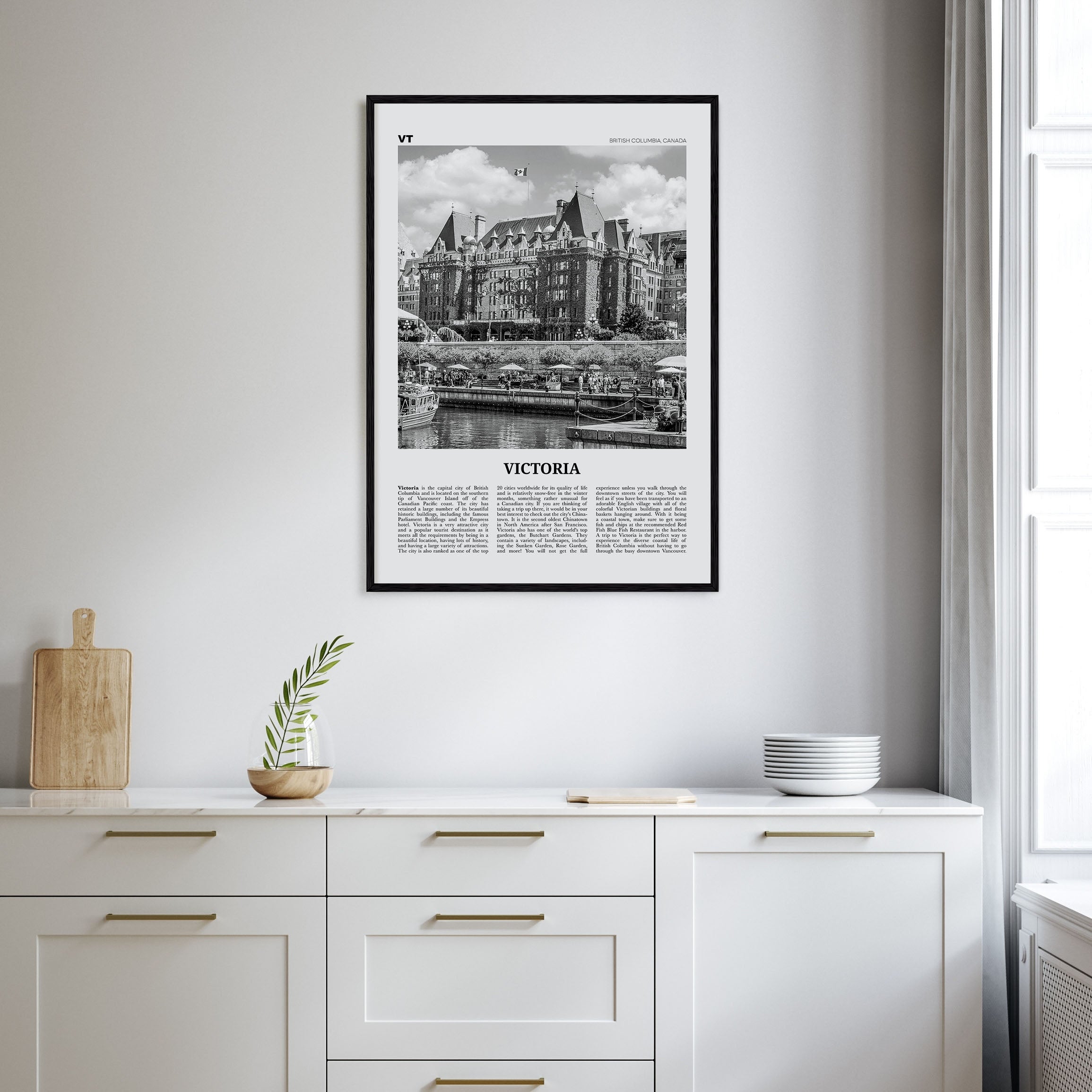 Victoria, Canada Travel B&W Poster