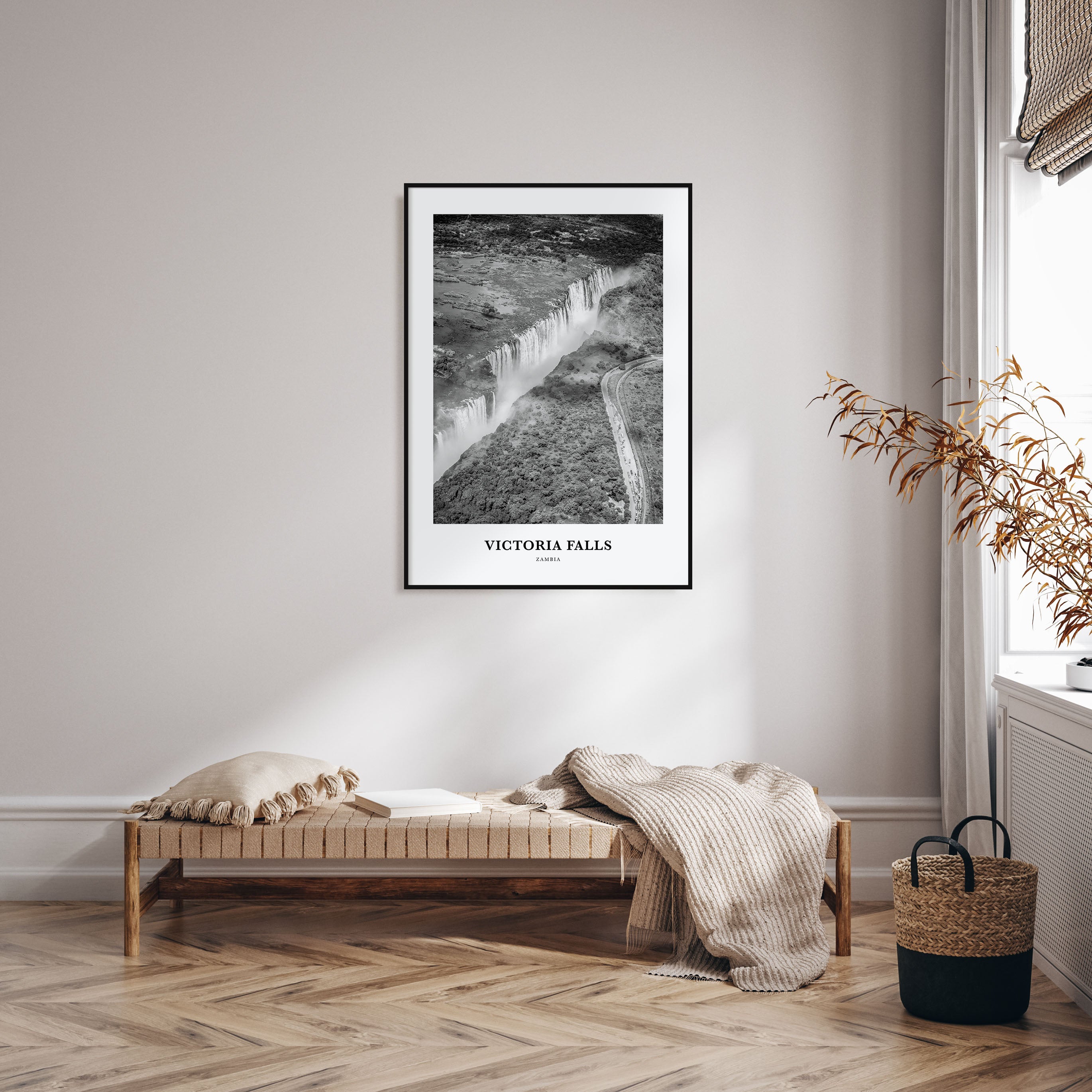 Victoria Falls Portrait B&W Poster