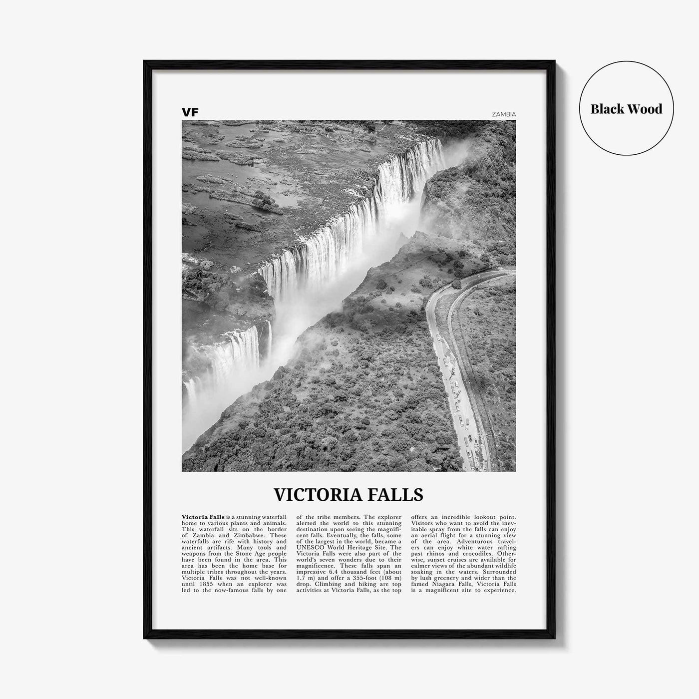Victoria Falls Print Black and White, Victoria Falls Wall Art, Victoria Falls Poster, Victoria Falls Photo, Victoria Falls Décor, Zambia