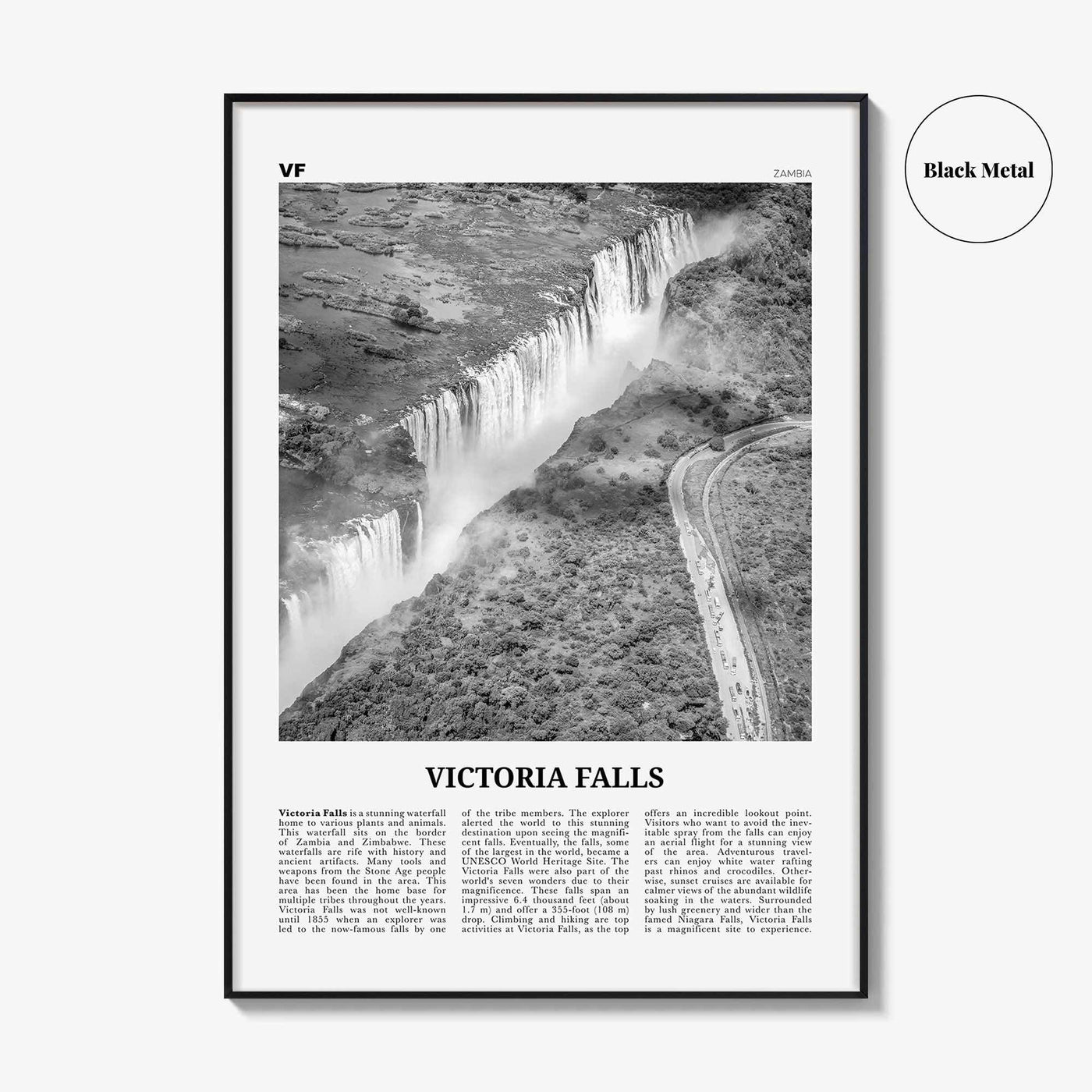 Victoria Falls Print Black and White, Victoria Falls Wall Art, Victoria Falls Poster, Victoria Falls Photo, Victoria Falls Décor, Zambia