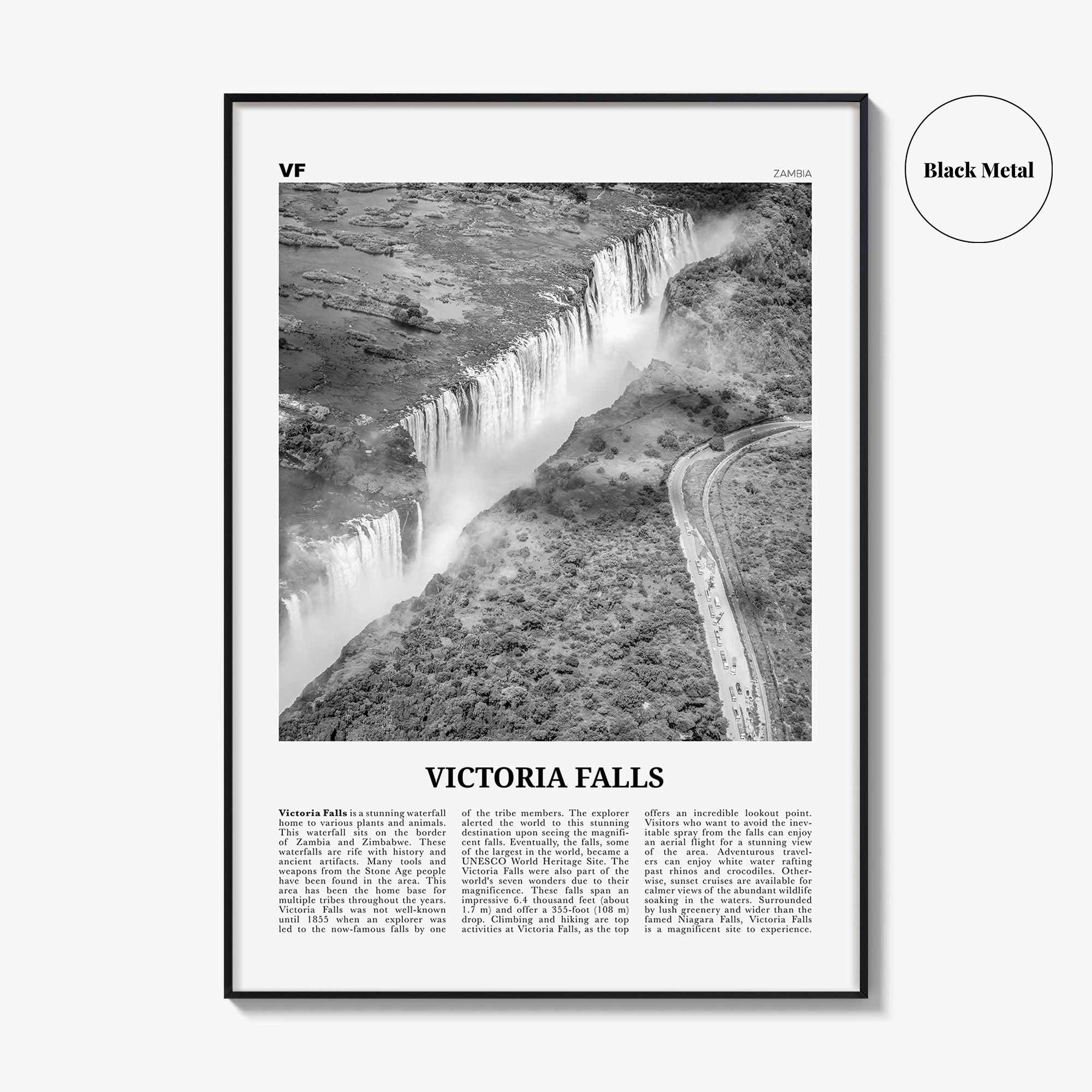 Victoria Falls Print Black and White, Victoria Falls Wall Art, Victoria Falls Poster, Victoria Falls Photo, Victoria Falls Décor, Zambia