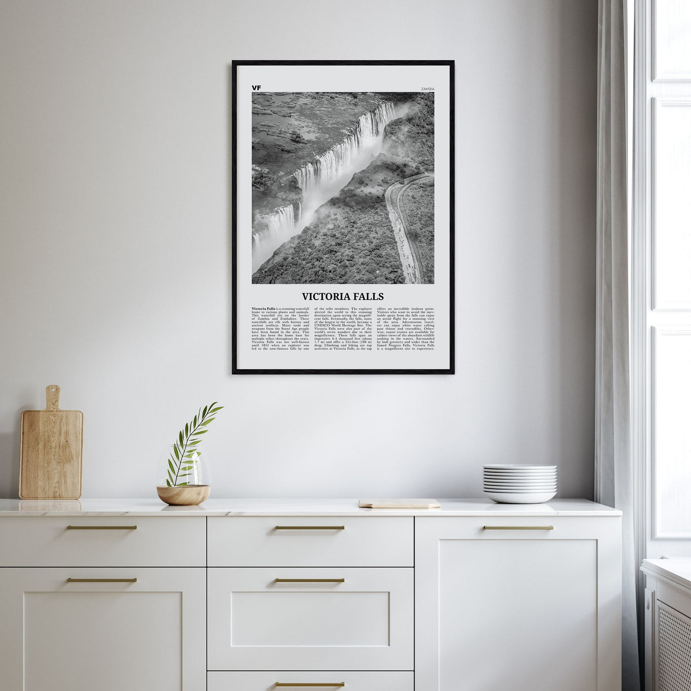 Victoria Falls Travel B&W Poster