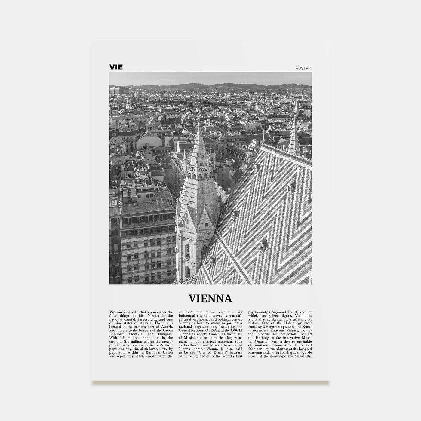 Vienna Travel B&W No 3 Poster