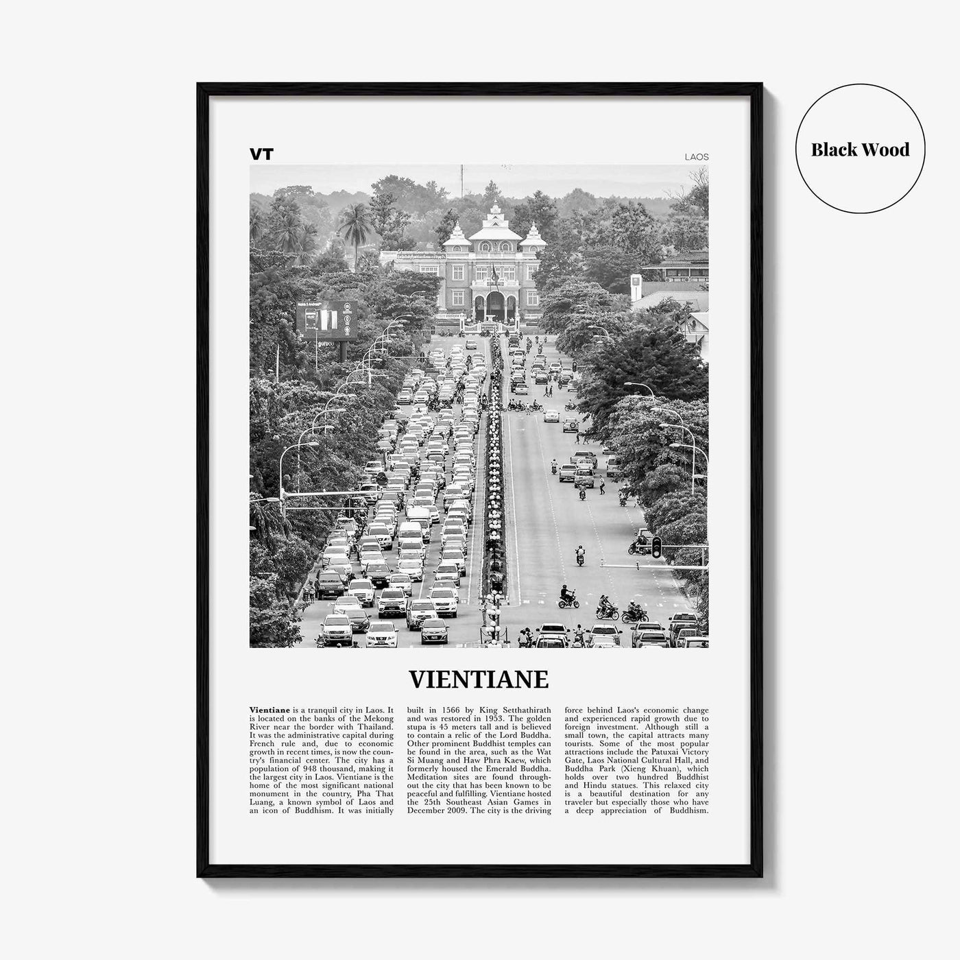 Vientiane Print Black and White, Vientiane Wall Art, Vientiane Poster, Vientiane Photo, Vientiane Wall Décor, Laos, Viang Chan