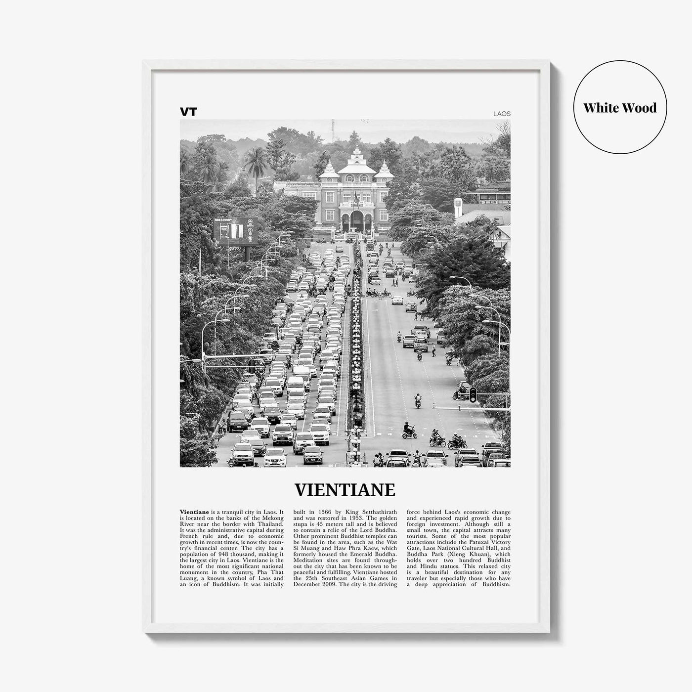 Vientiane Print Black and White, Vientiane Wall Art, Vientiane Poster, Vientiane Photo, Vientiane Wall Décor, Laos, Viang Chan