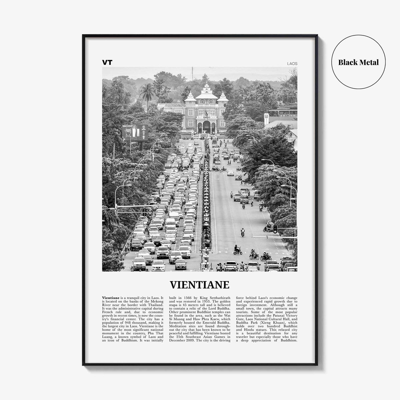 Vientiane Print Black and White, Vientiane Wall Art, Vientiane Poster, Vientiane Photo, Vientiane Wall Décor, Laos, Viang Chan
