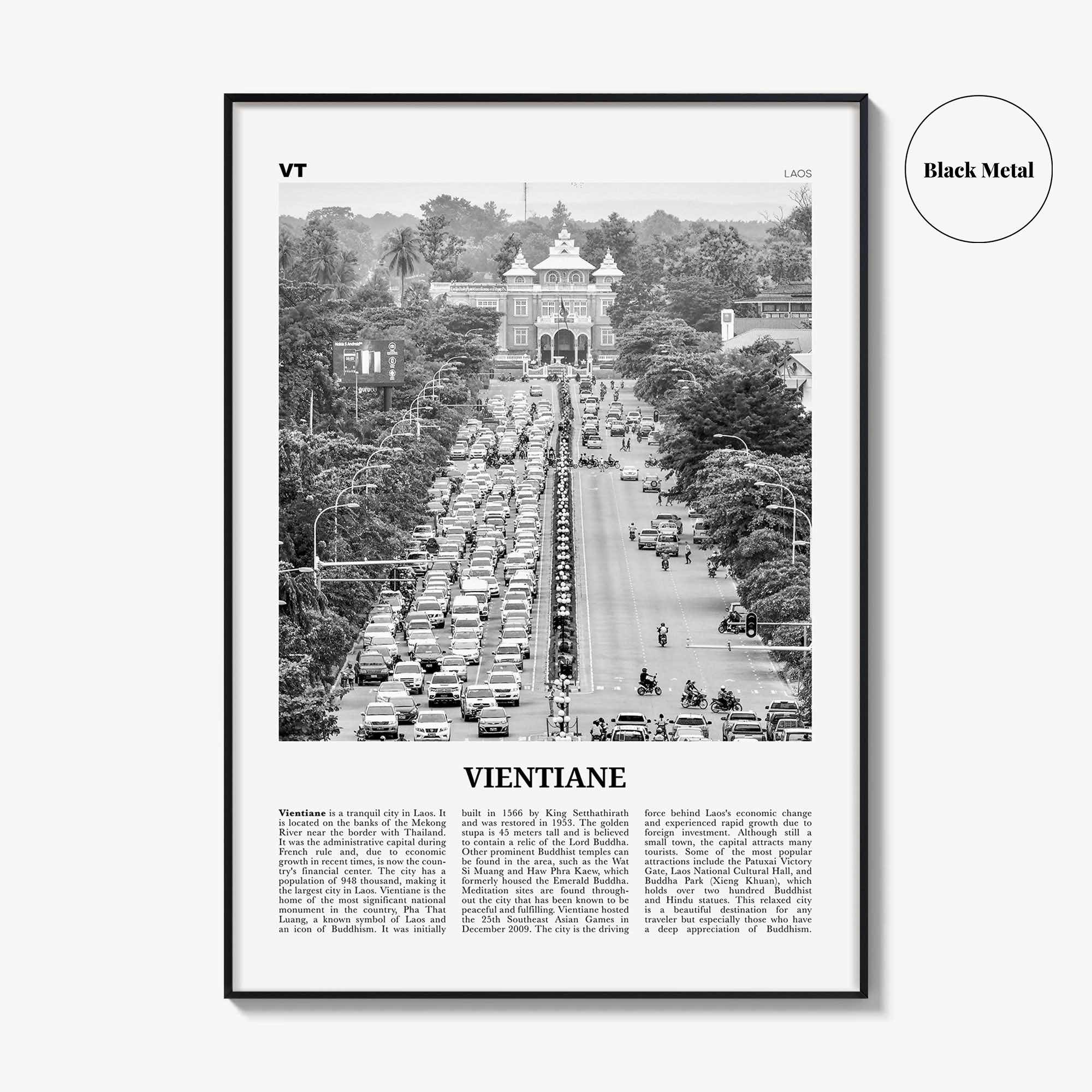 Vientiane Print Black and White, Vientiane Wall Art, Vientiane Poster, Vientiane Photo, Vientiane Wall Décor, Laos, Viang Chan