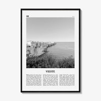 Vieste Print Black and White, Vieste Wall Art, Vieste Poster, Vieste Photo, Vieste Wall Décor, Vieste Map, Italy