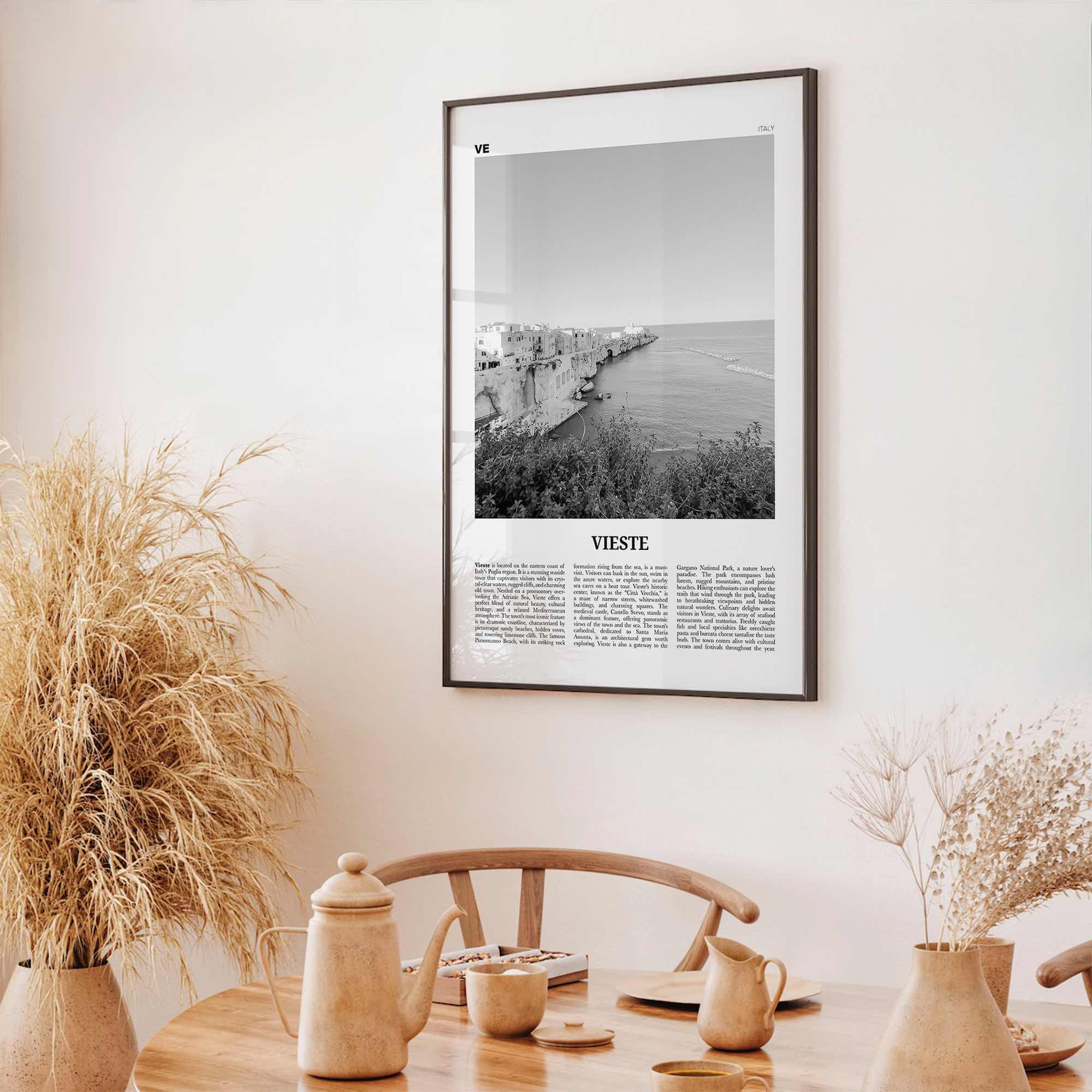 Vieste Print Black and White, Vieste Wall Art, Vieste Poster, Vieste Photo, Vieste Wall Décor, Vieste Map, Italy