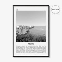 Vieste Print Black and White, Vieste Wall Art, Vieste Poster, Vieste Photo, Vieste Wall Décor, Vieste Map, Italy