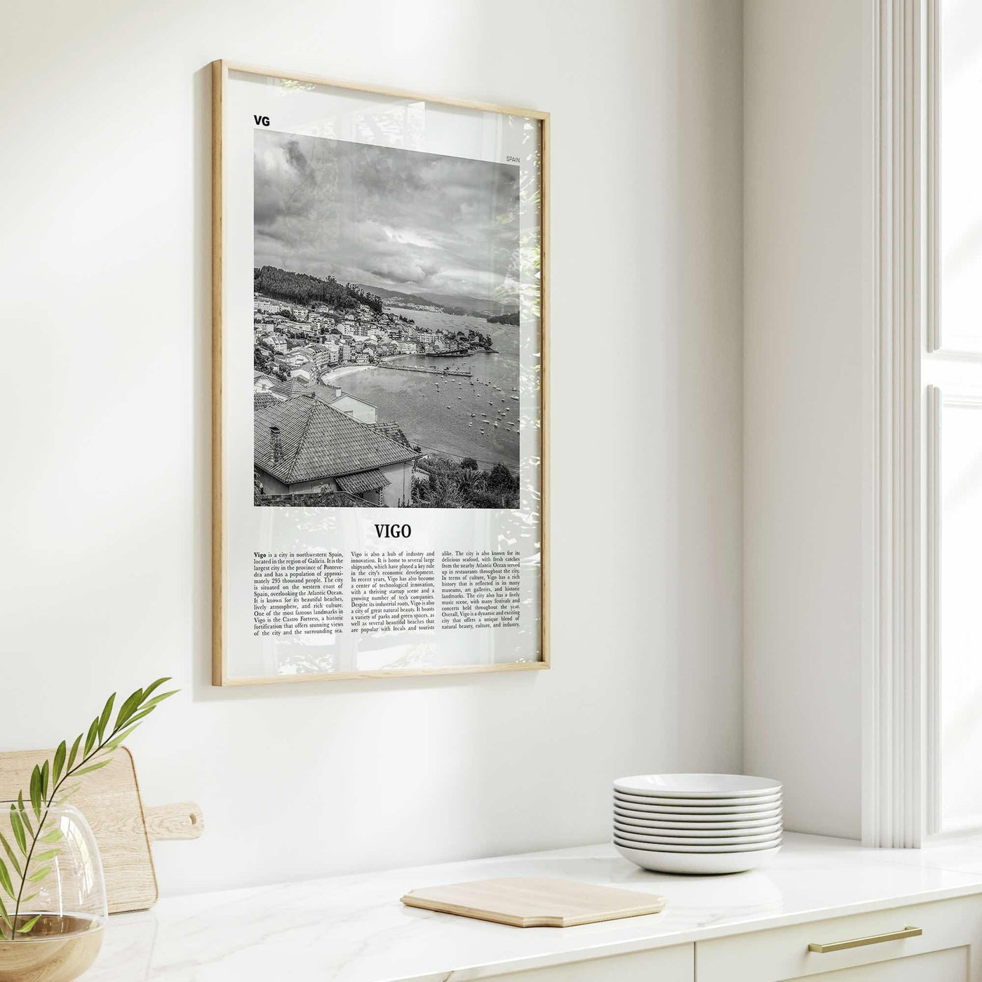 Vigo Print Black and White, Vigo Wall Art, Vigo Poster, Vigo Photo, Vigo Wall Décor, Vigo Map, Spain