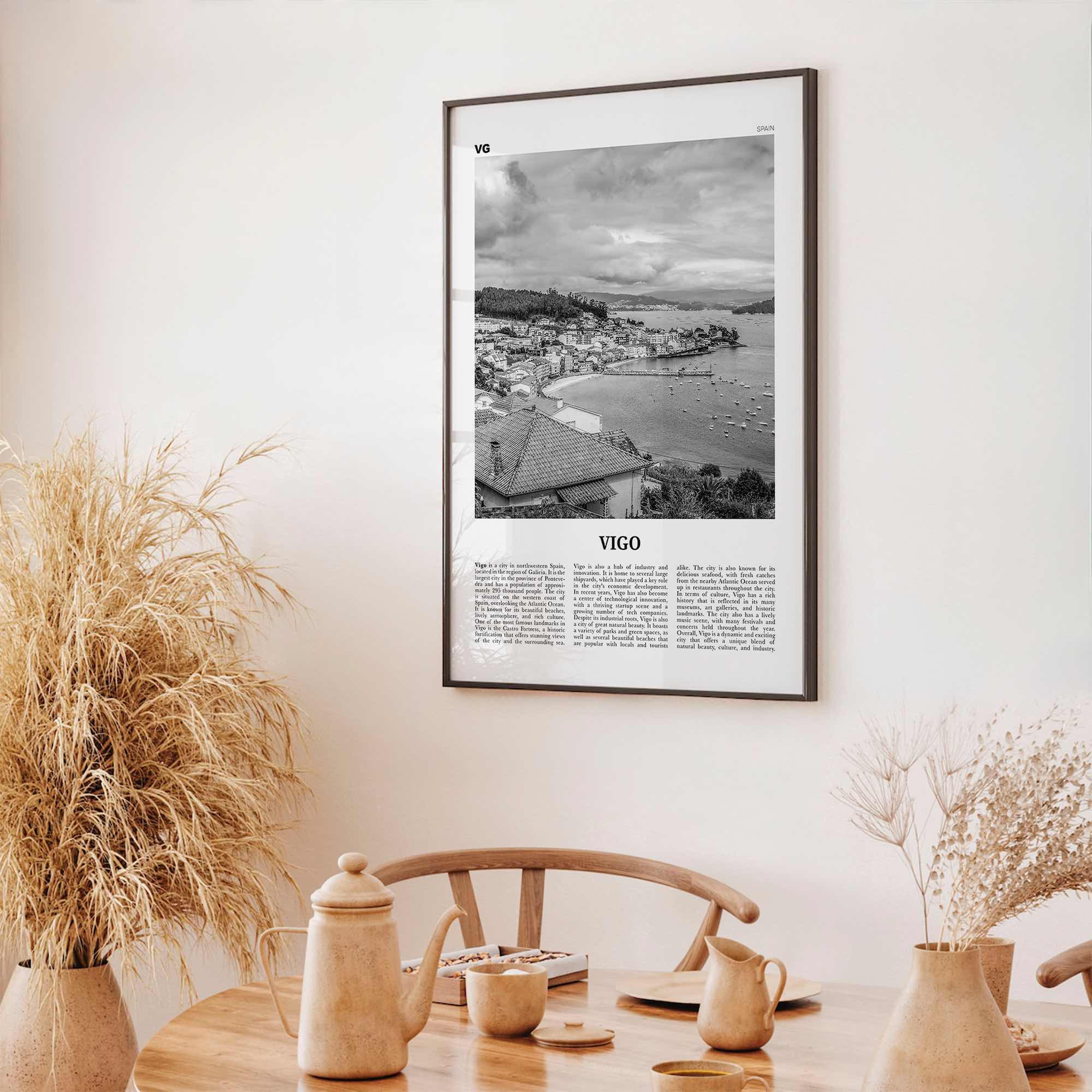 Vigo Print Black and White, Vigo Wall Art, Vigo Poster, Vigo Photo, Vigo Wall Décor, Vigo Map, Spain