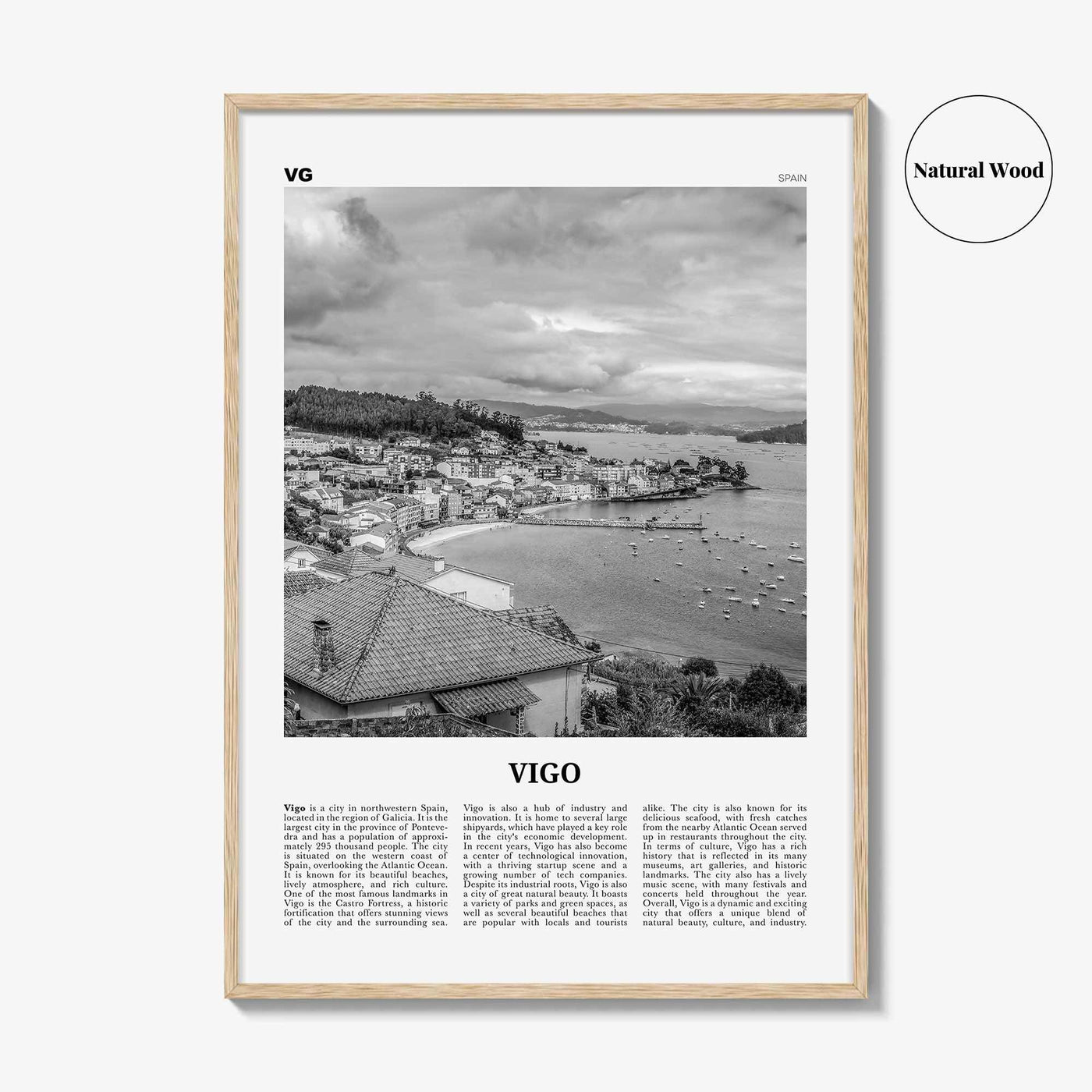 Vigo Print Black and White, Vigo Wall Art, Vigo Poster, Vigo Photo, Vigo Wall Décor, Vigo Map, Spain