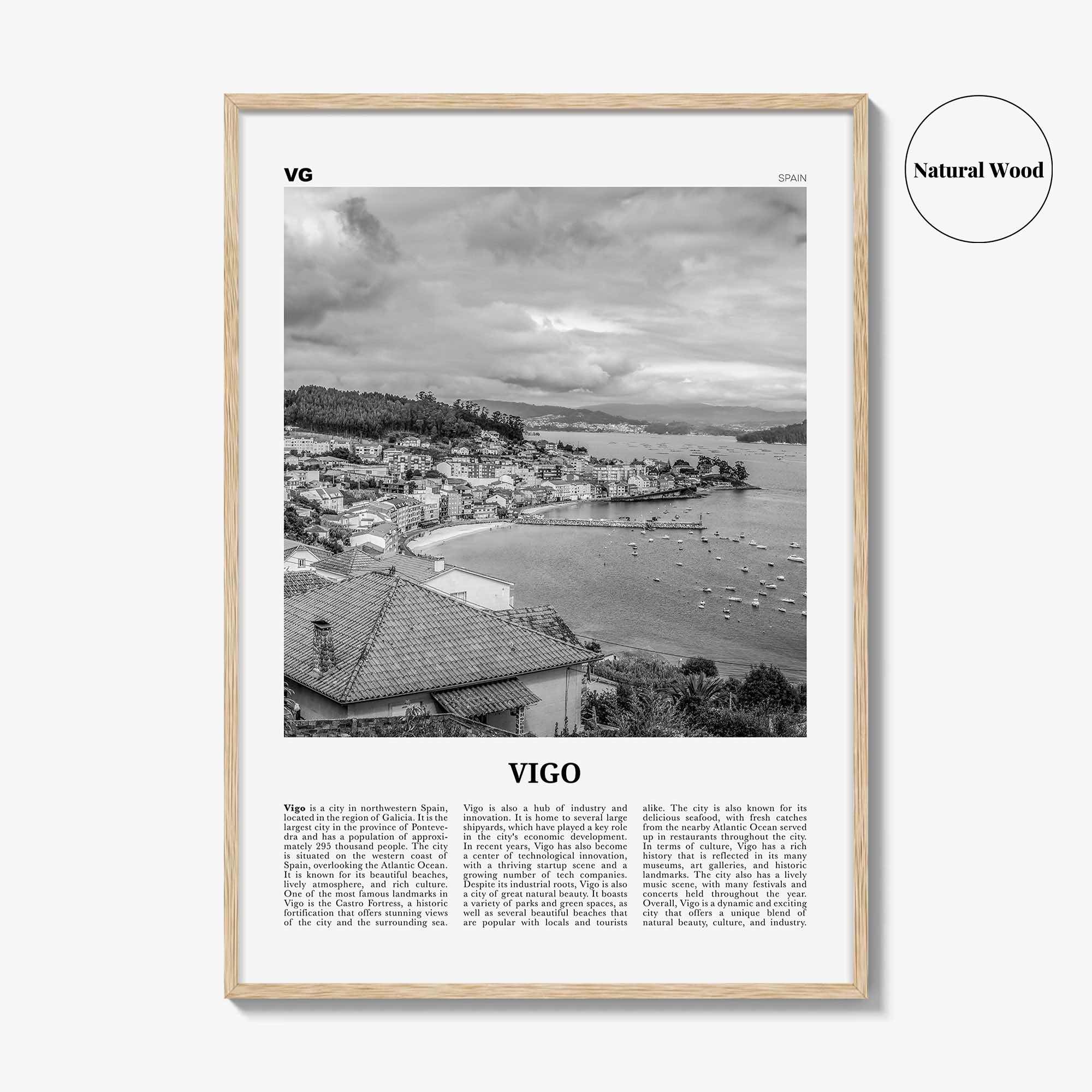 Vigo Print Black and White, Vigo Wall Art, Vigo Poster, Vigo Photo, Vigo Wall Décor, Vigo Map, Spain