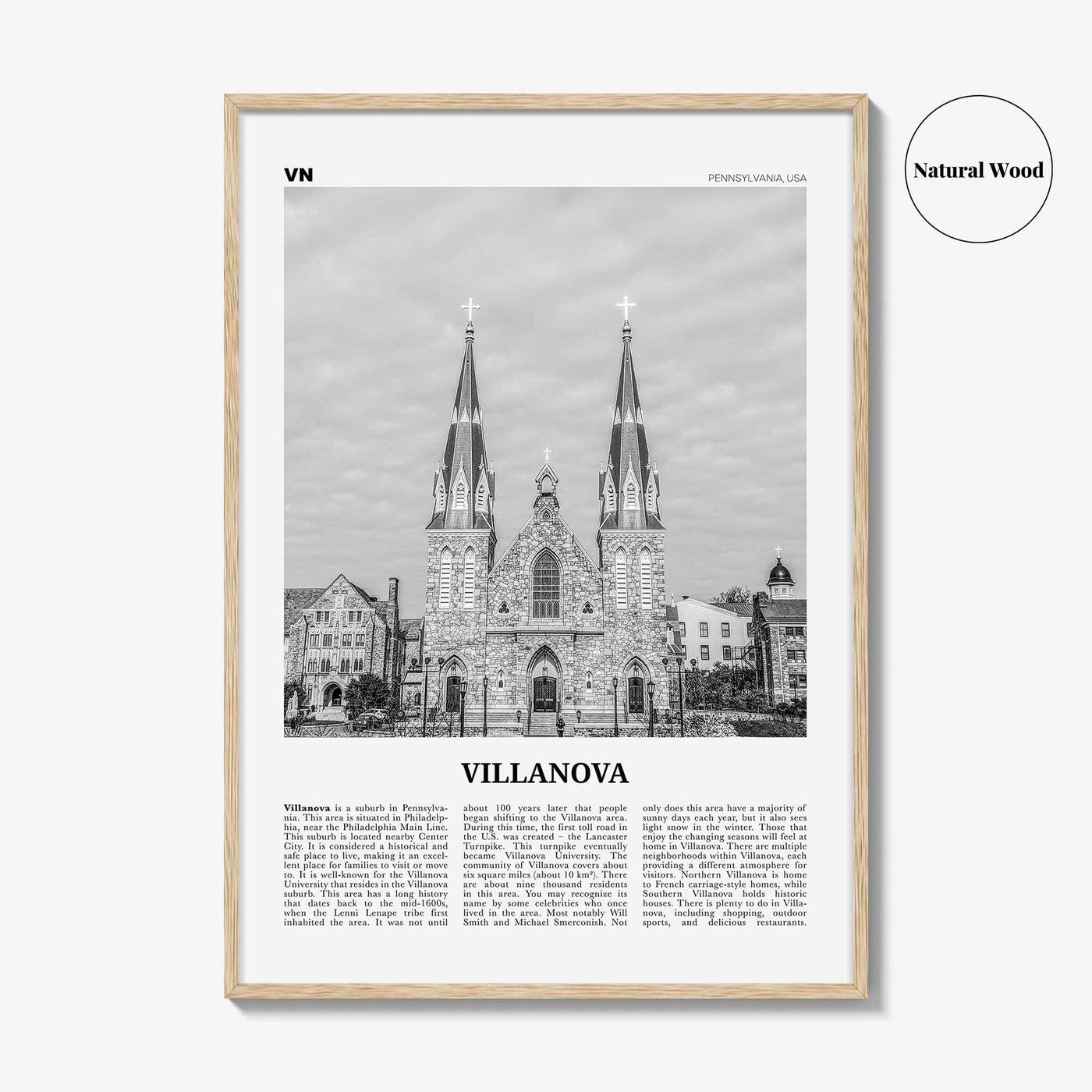 Villanova Print Black and White, Villanova Wall Art, Villanova Poster, Villanova Photo, Villanova Wall Décor, Pennsylvania, USA