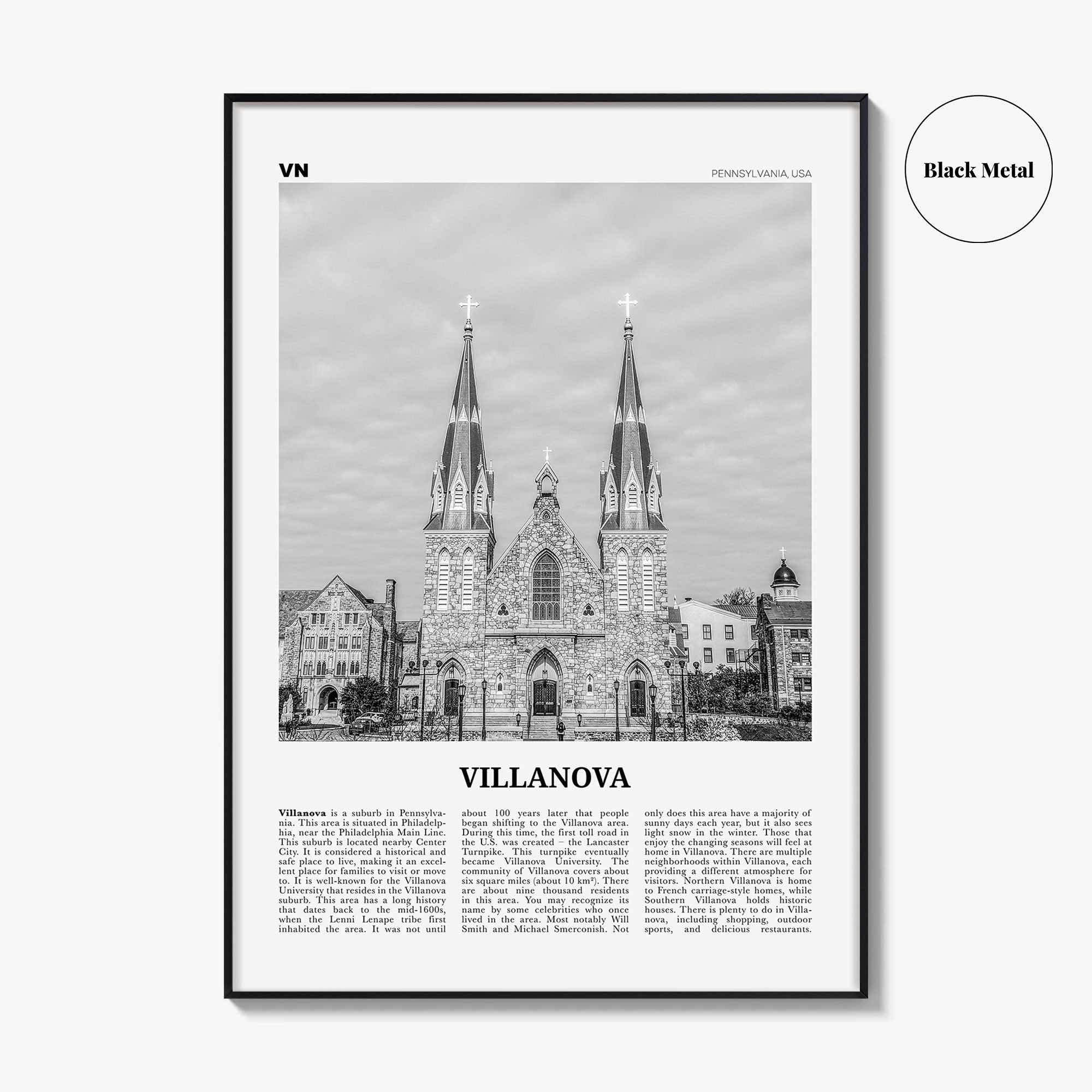 Villanova Print Black and White, Villanova Wall Art, Villanova Poster, Villanova Photo, Villanova Wall Décor, Pennsylvania, USA