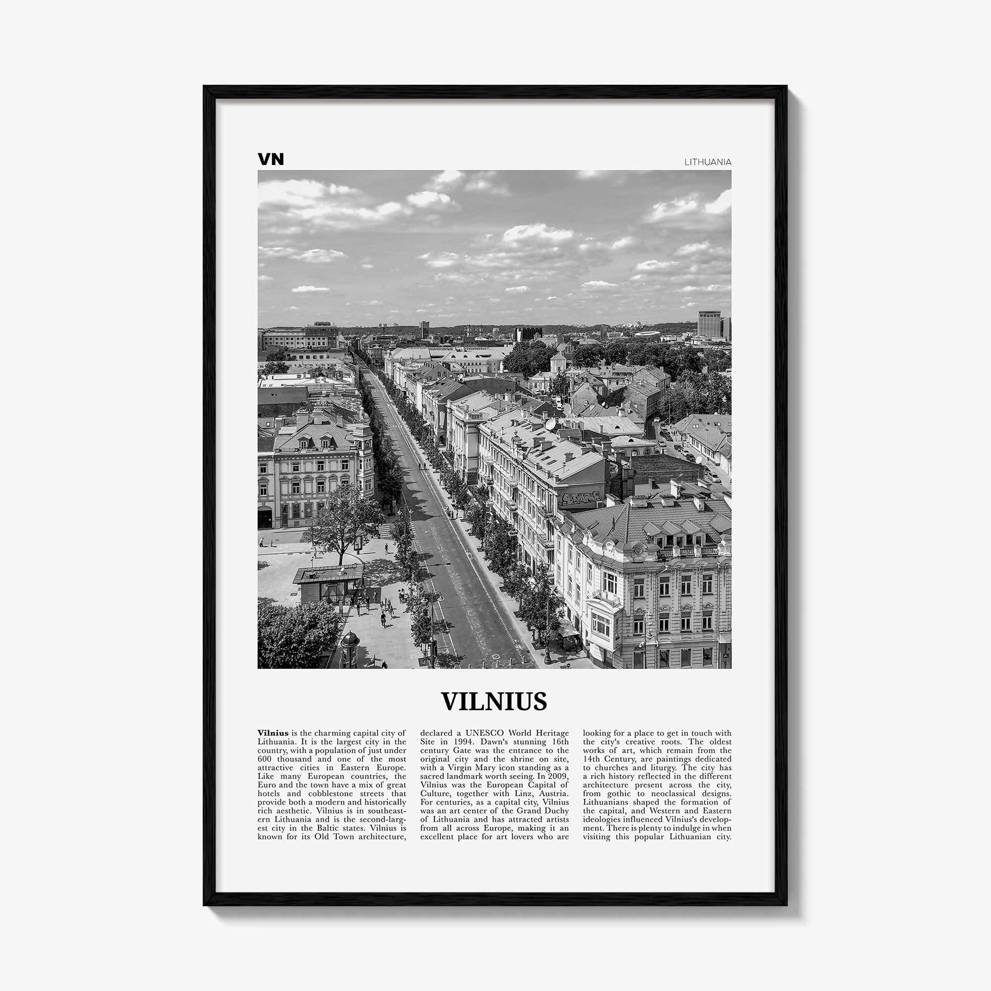 Vilnius Print Black and White, Vilnius Wall Art, Vilnius Poster, Vilnius Photo, Vilnius Wall Décor, Lithuania, Vilna, Viļņa, Вильна