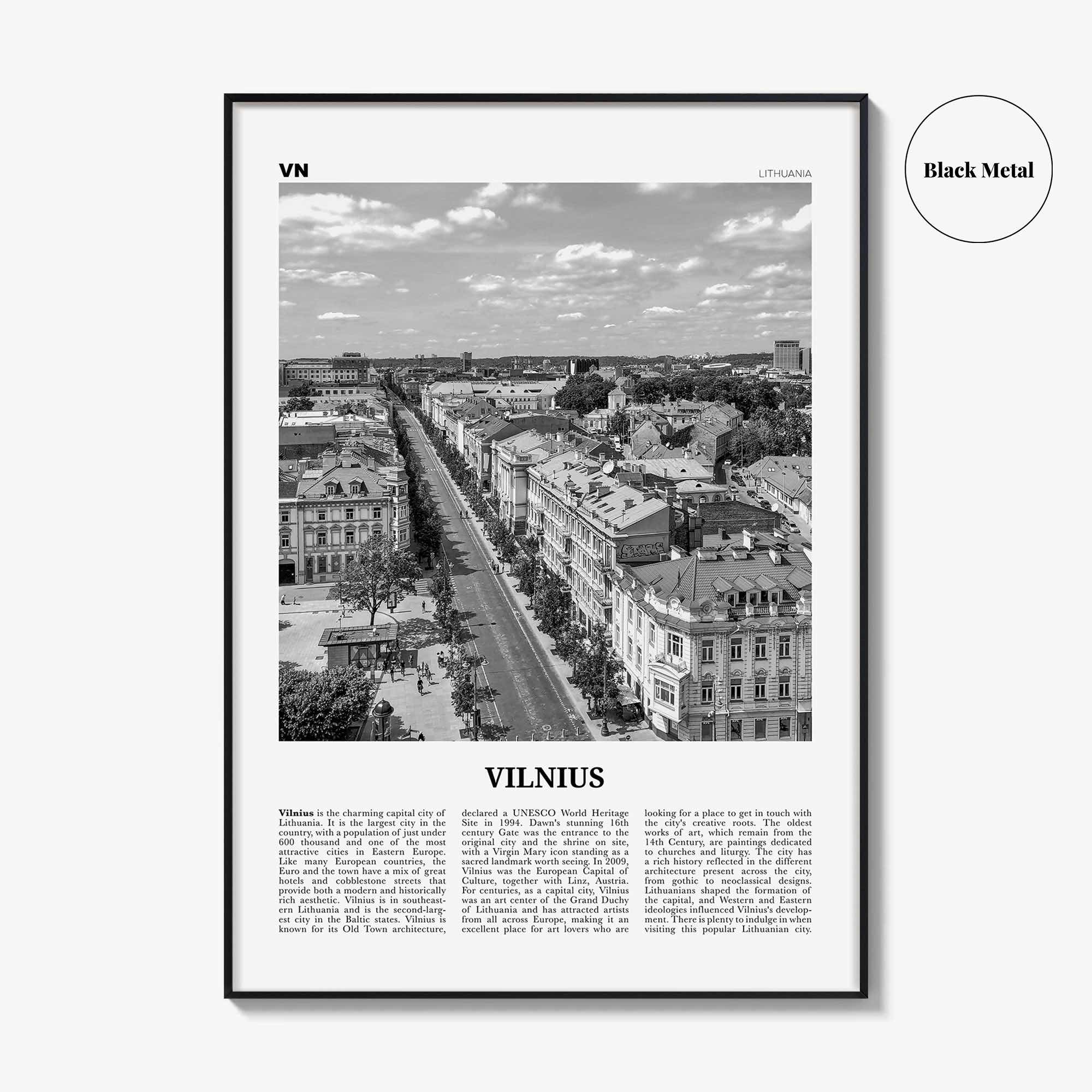 Vilnius Print Black and White, Vilnius Wall Art, Vilnius Poster, Vilnius Photo, Vilnius Wall Décor, Lithuania, Vilna, Viļņa, Вильна