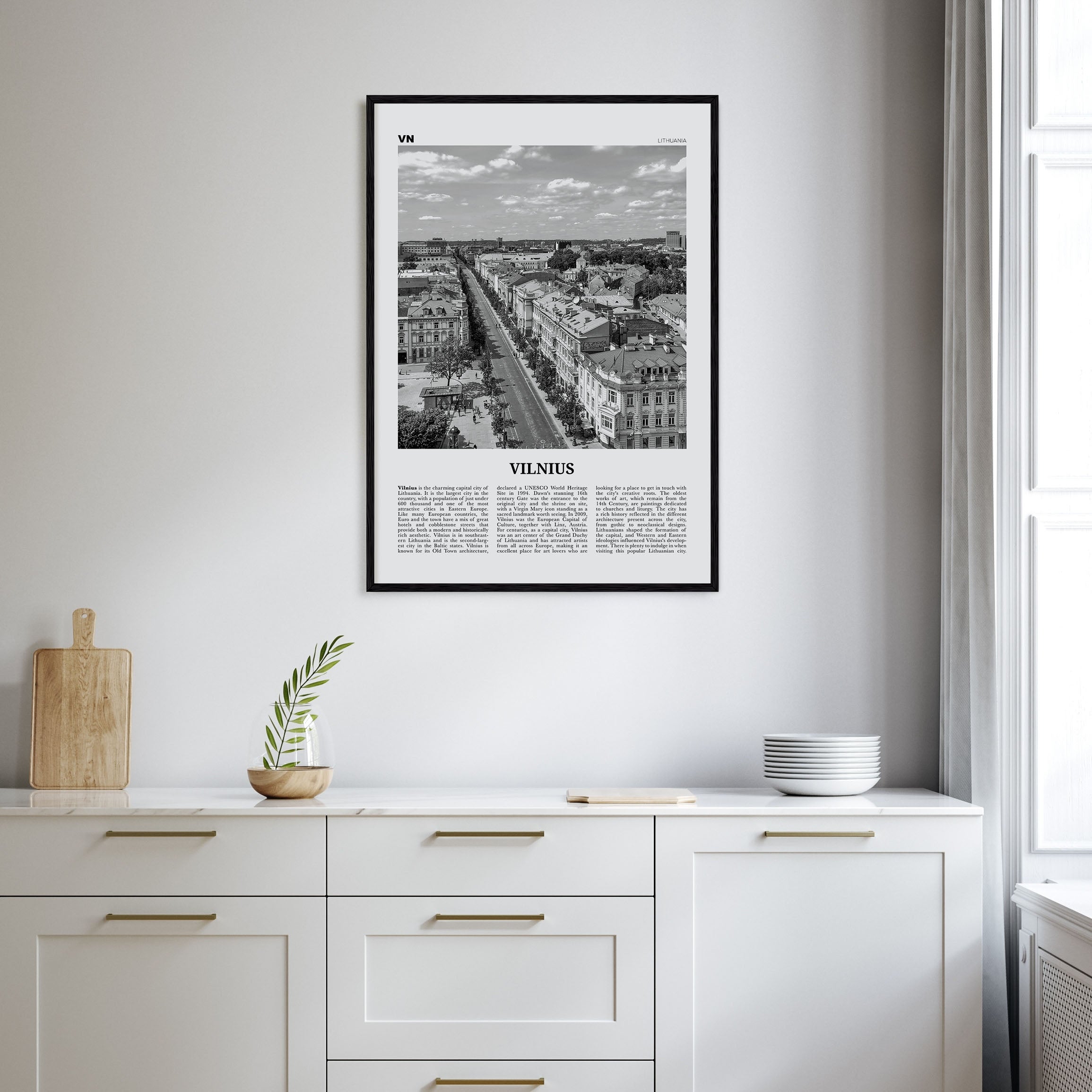 Vilnius Travel B&W Poster