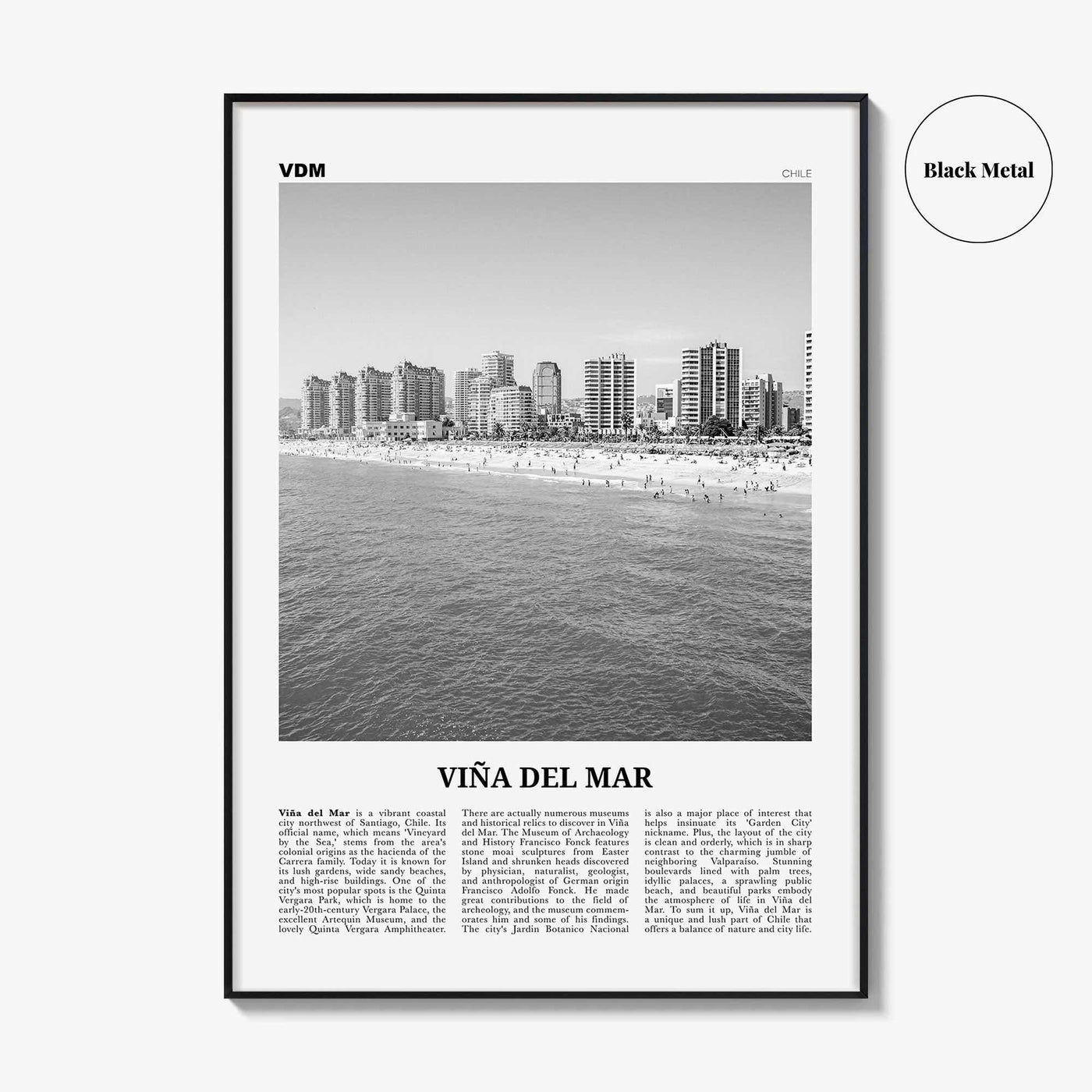 Vina Del Mar Print Black and White, Viña del Mar Wall Art, Viña del Mar Poster, Viña del Mar Photo, Viña del Mar Décor, Viña del Mar Map