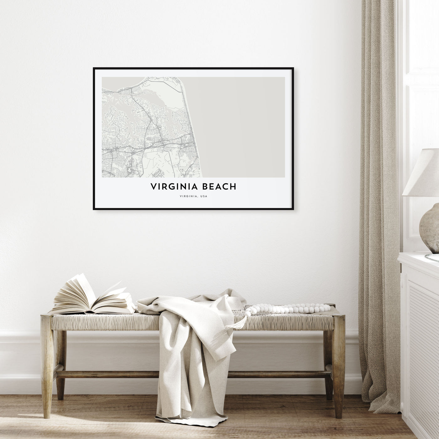 Virginia Beach Map Landscape Poster