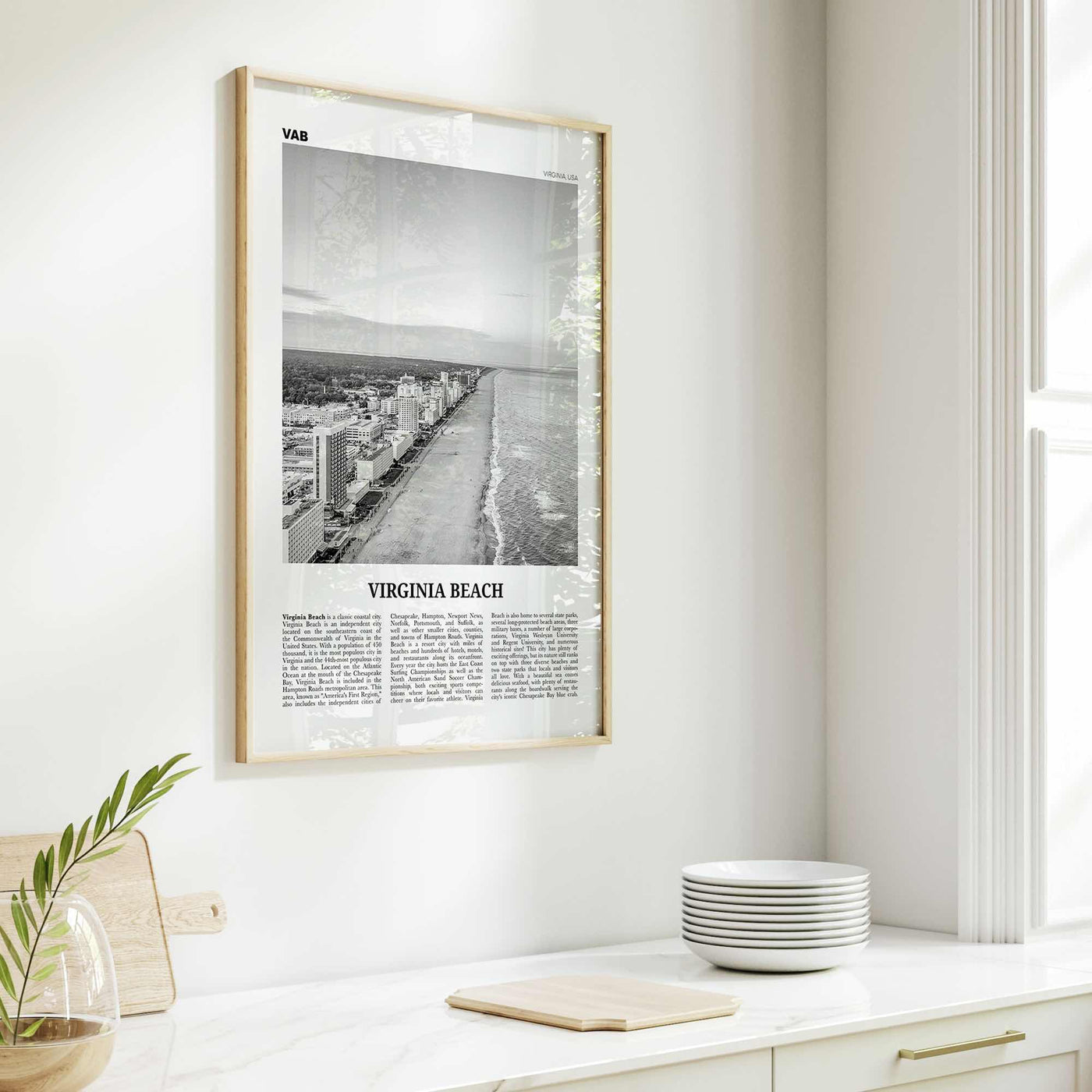 Virginia Beach Print Black and White, Virginia Beach Wall Art, Virginia Beach Poster, Virginia, USA, United States, North America