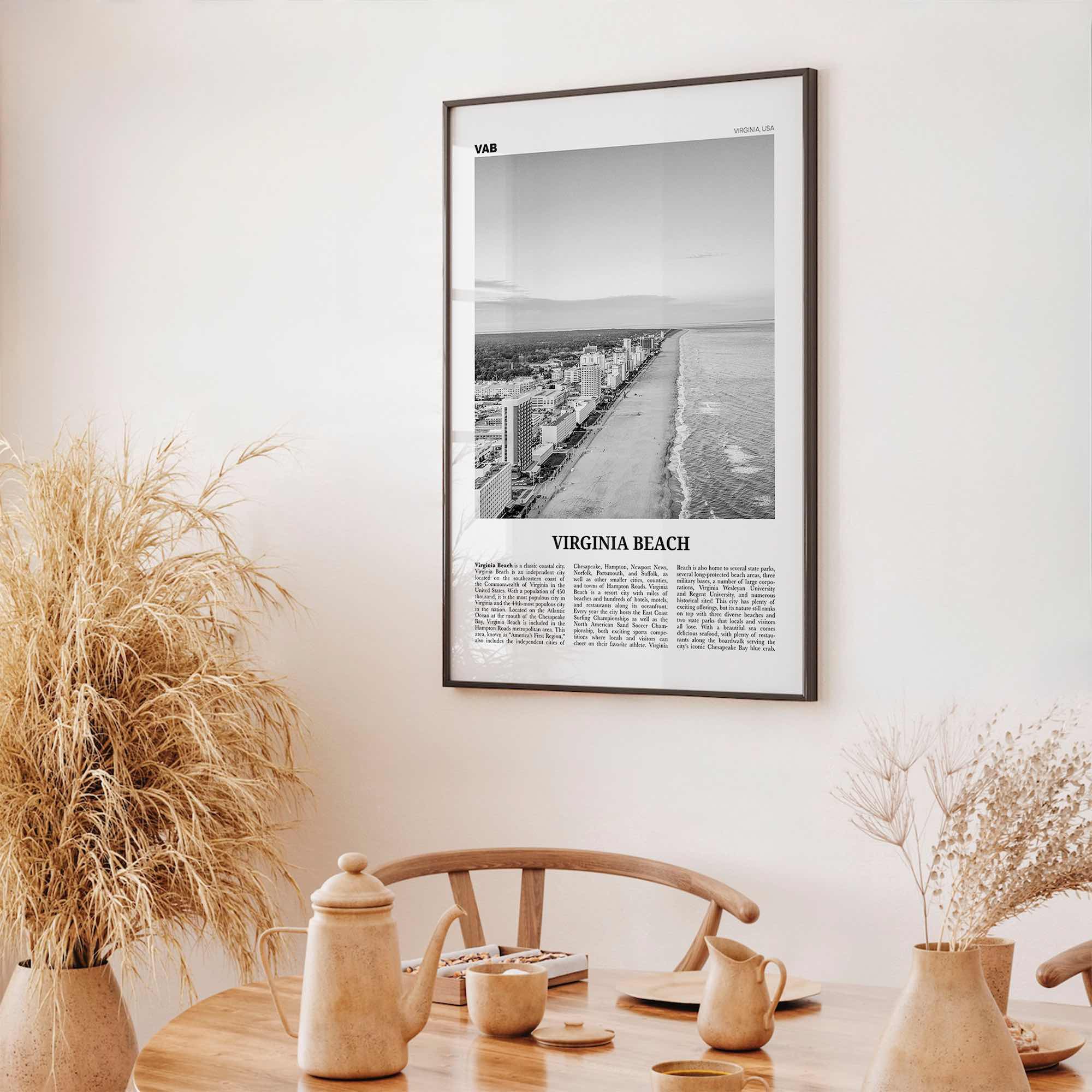 Virginia Beach Print Black and White, Virginia Beach Wall Art, Virginia Beach Poster, Virginia, USA, United States, North America