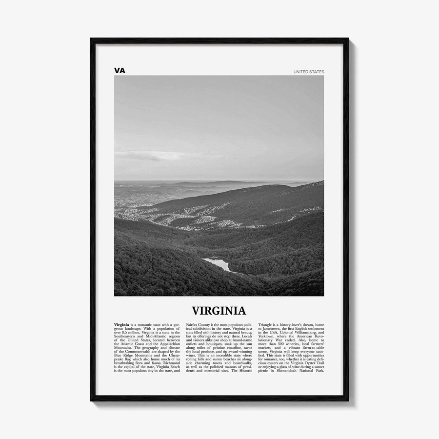 Virginia Print Black and White No 2, Virginia Wall Art, Virginia Poster, Virginia Photo, Virginia Wall Decor, USA, United States