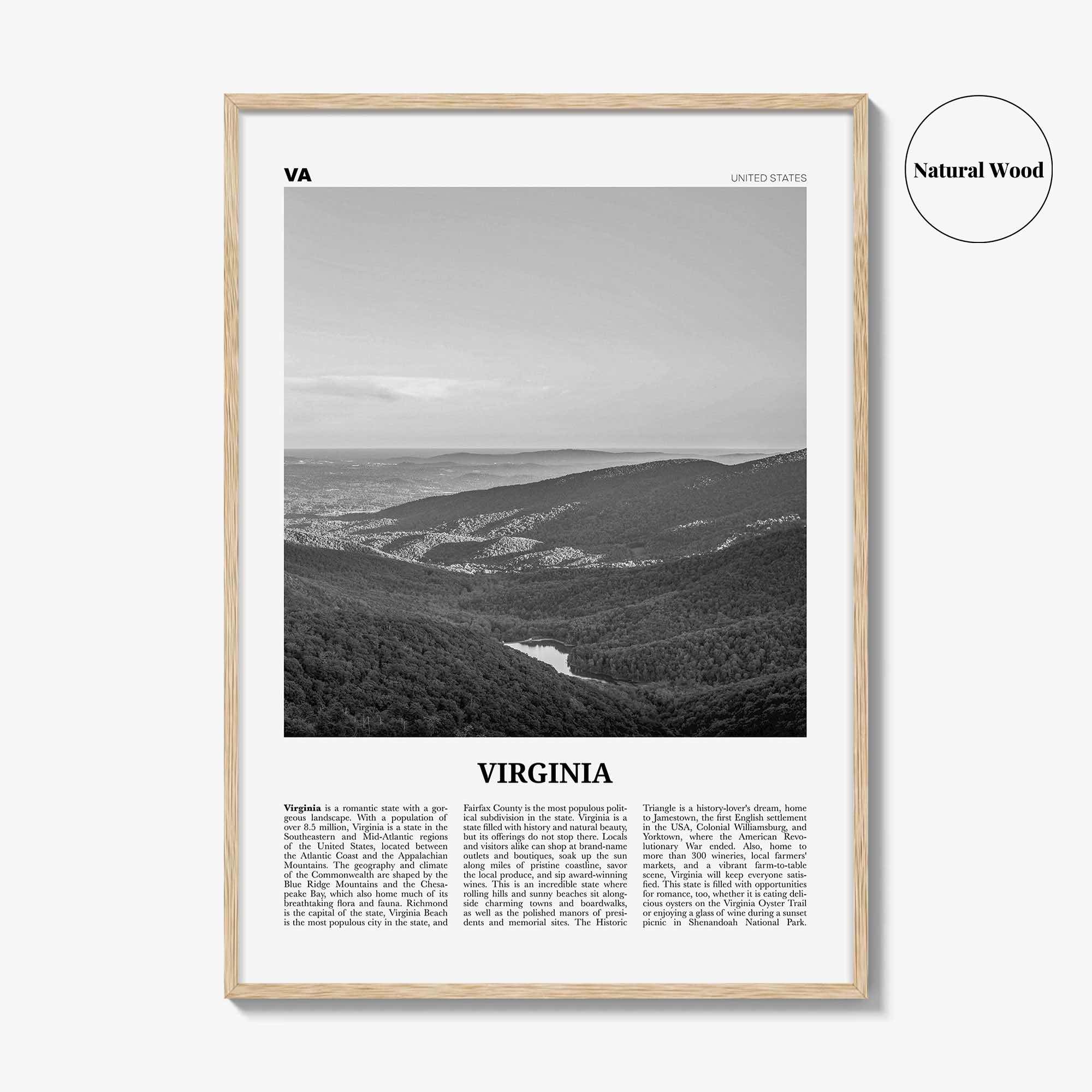 Virginia Print Black and White No 2, Virginia Wall Art, Virginia Poster, Virginia Photo, Virginia Wall Decor, USA, United States