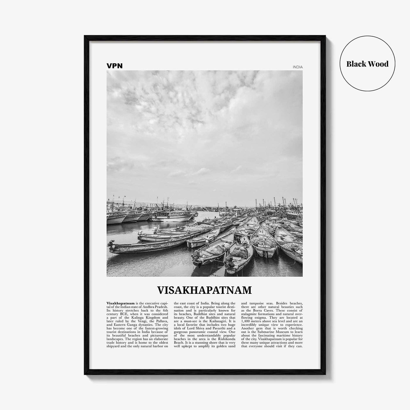 Visakhapatnam Print Black and White, Visakhapatnam Wall Art, Visakhapatnam Poster, Visakhapatnam Photo, Visakhapatnam Wall Décor, India