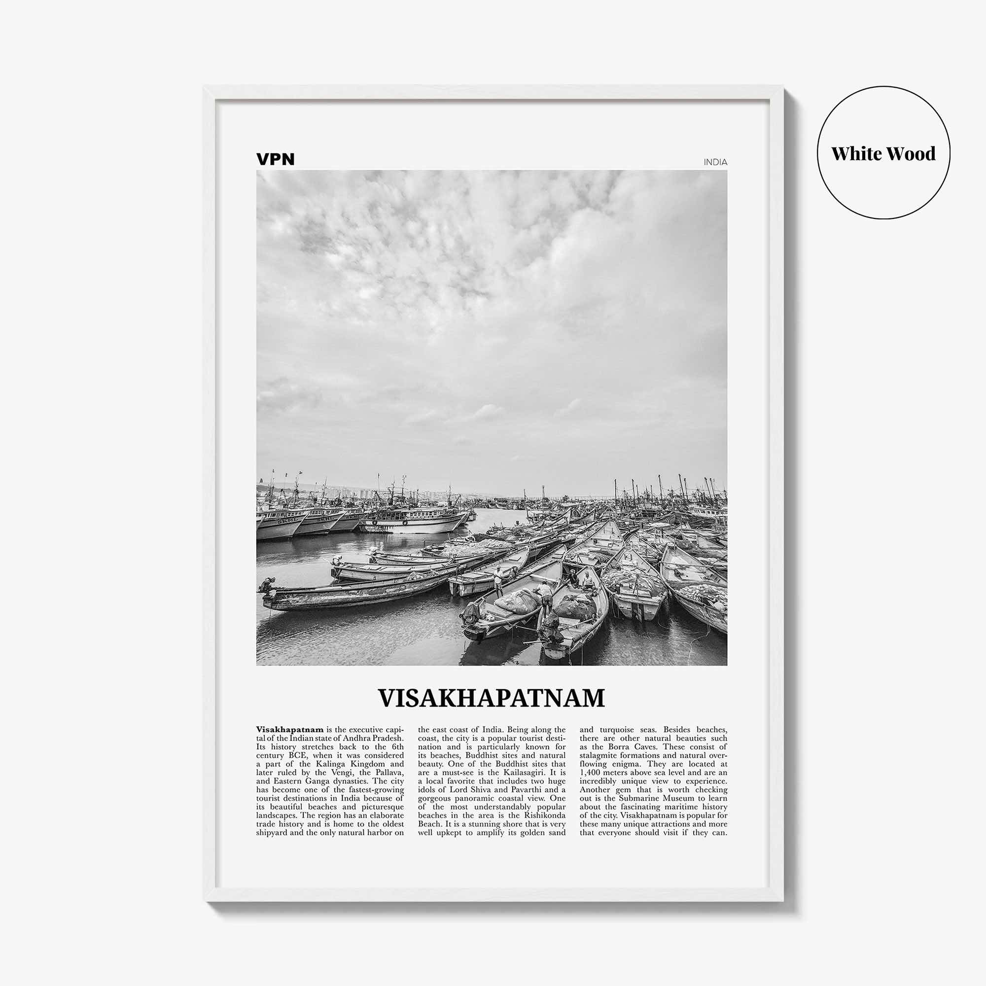 Visakhapatnam Print Black and White, Visakhapatnam Wall Art, Visakhapatnam Poster, Visakhapatnam Photo, Visakhapatnam Wall Décor, India