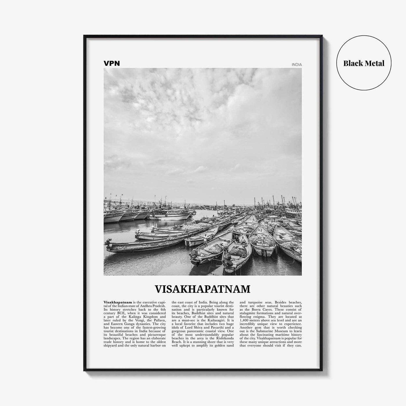 Visakhapatnam Print Black and White, Visakhapatnam Wall Art, Visakhapatnam Poster, Visakhapatnam Photo, Visakhapatnam Wall Décor, India