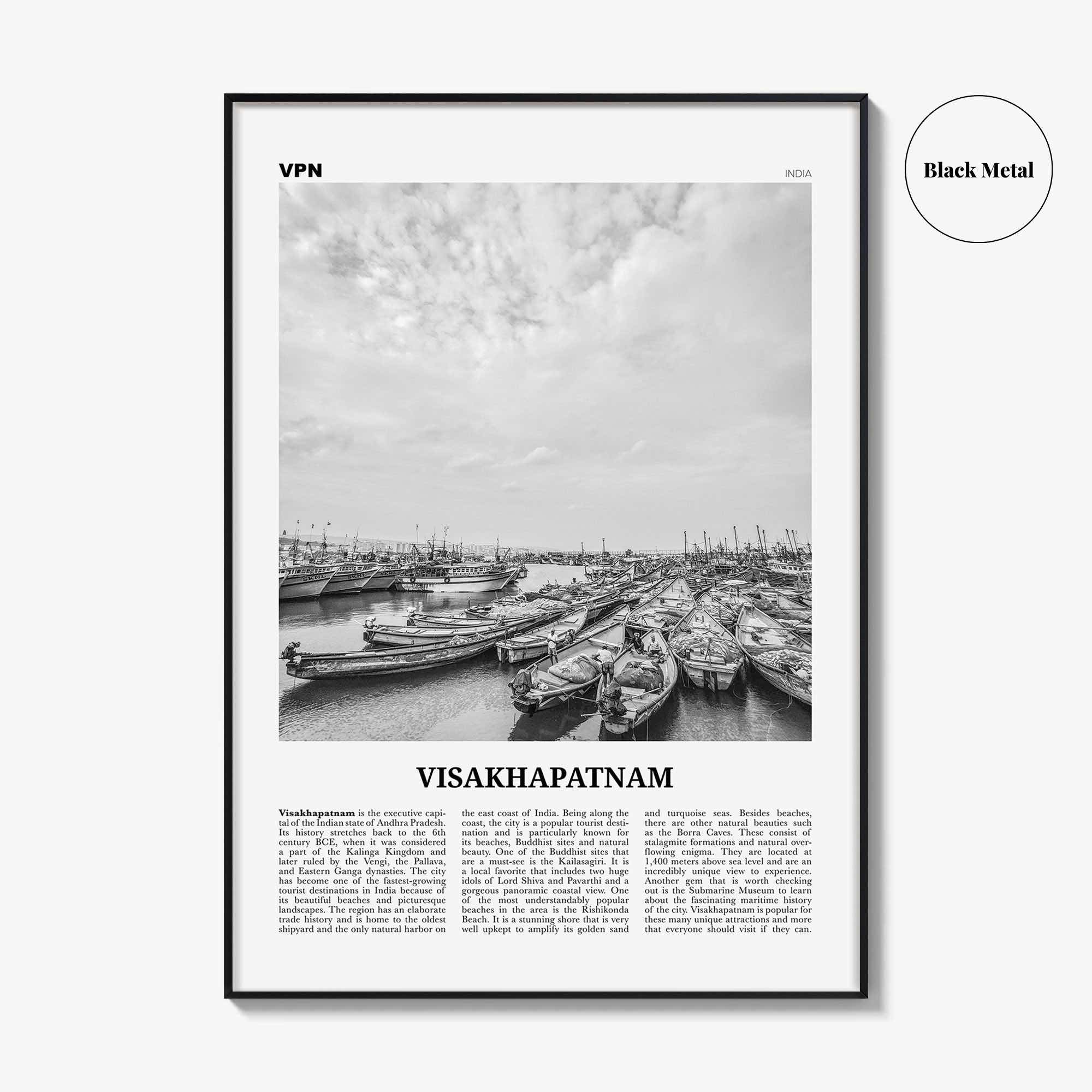 Visakhapatnam Print Black and White, Visakhapatnam Wall Art, Visakhapatnam Poster, Visakhapatnam Photo, Visakhapatnam Wall Décor, India