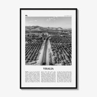 Visalia Print Black and White, Visalia Wall Art, Visalia Poster, Visalia Photo, Visalia Map, Visalia Wall Decor, California, USA