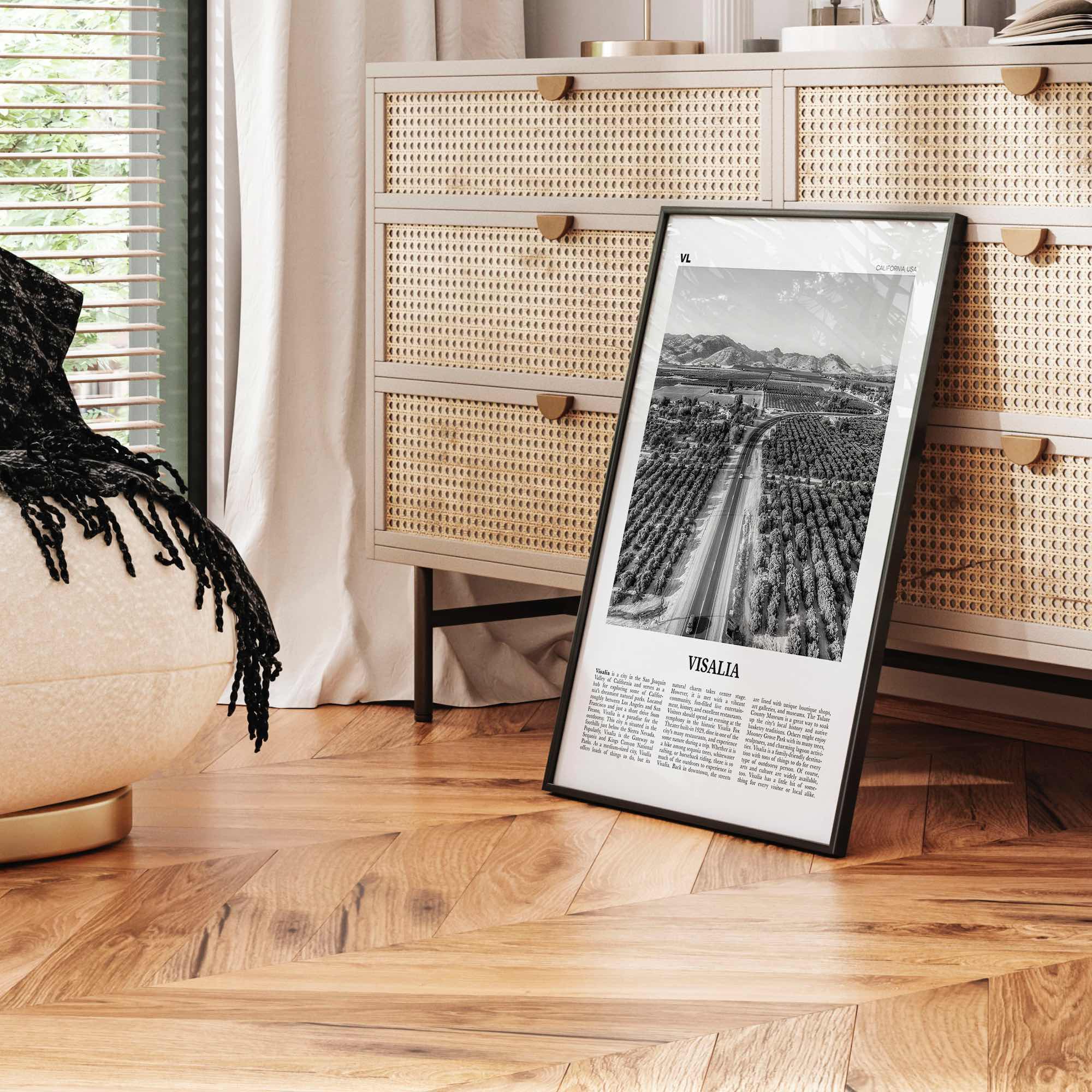 Visalia Print Black and White, Visalia Wall Art, Visalia Poster, Visalia Photo, Visalia Map, Visalia Wall Decor, California, USA