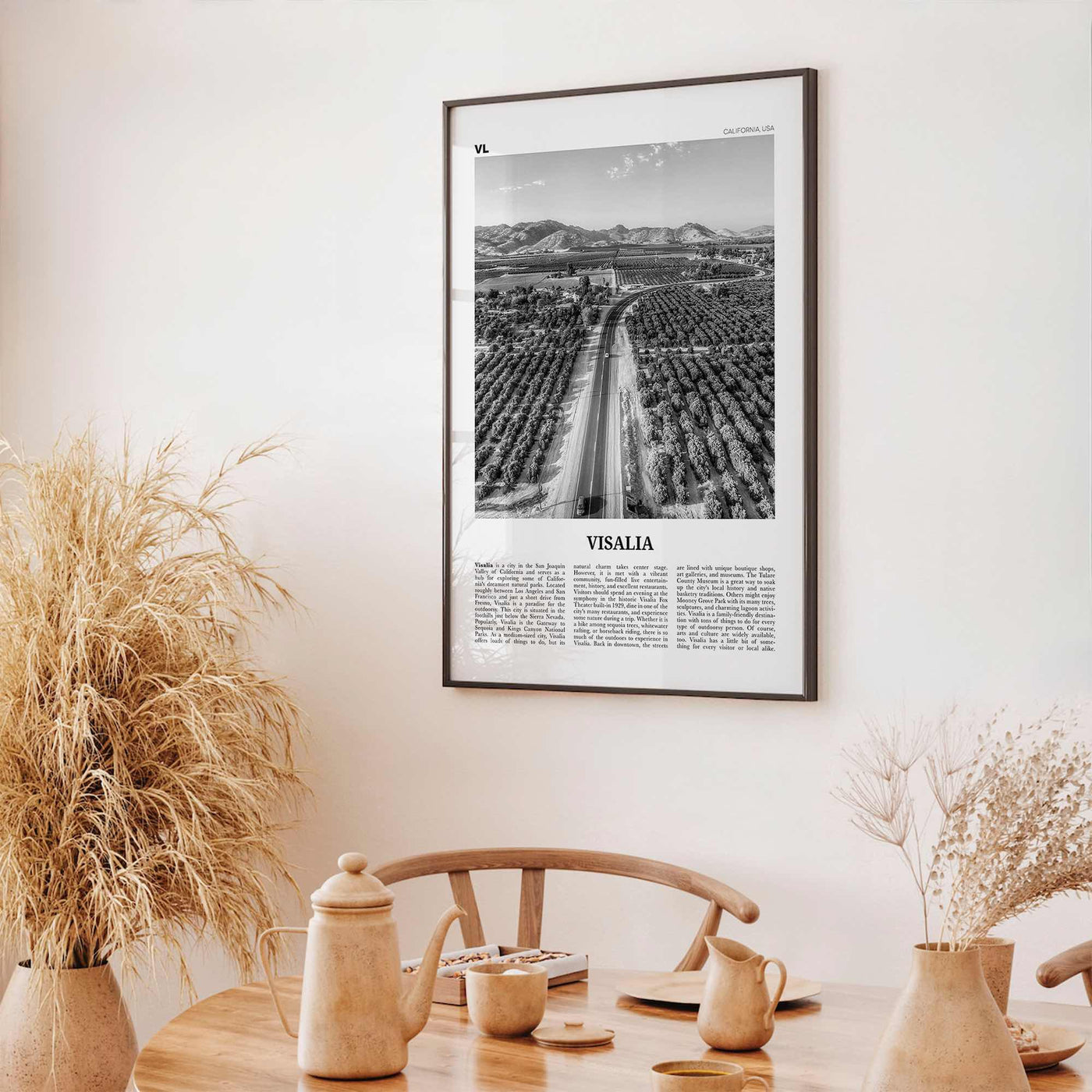 Visalia Print Black and White, Visalia Wall Art, Visalia Poster, Visalia Photo, Visalia Map, Visalia Wall Decor, California, USA