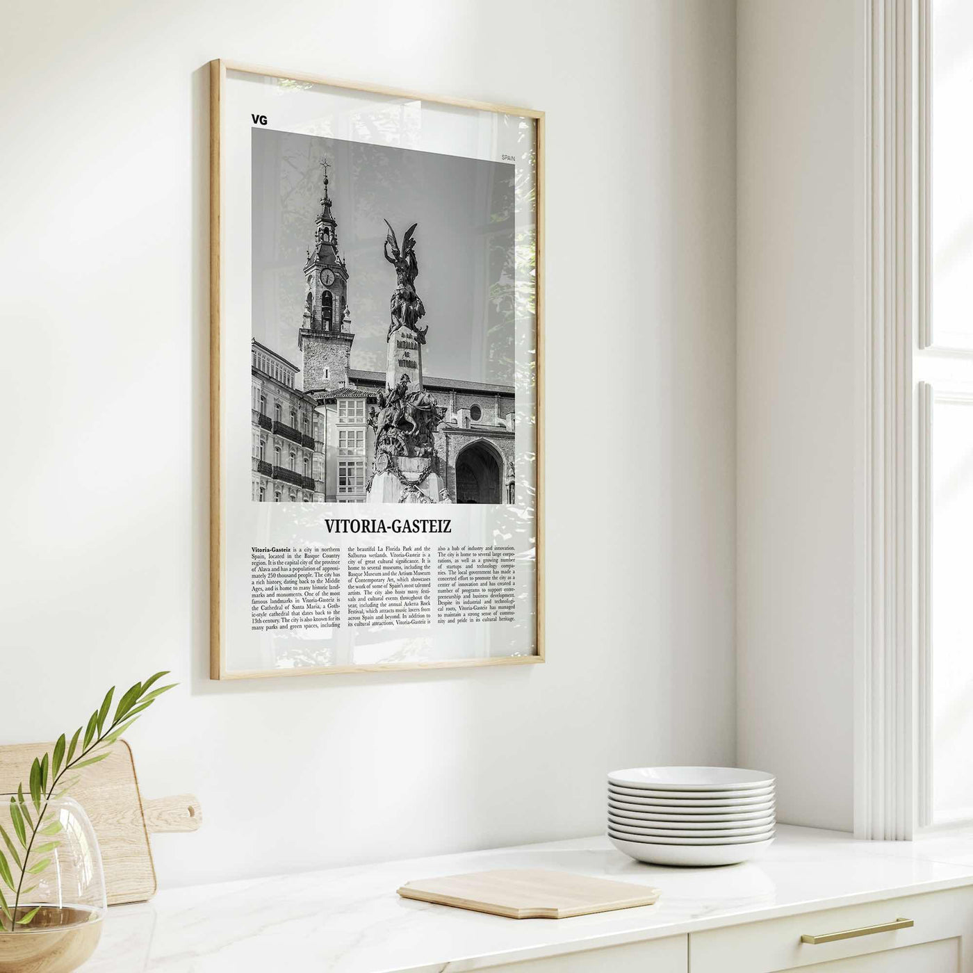 Vitoria Gasteiz Print Black and White, Vitoria-Gasteiz Wall Art, Vitoria-Gasteiz Poster, Vitoria-Gasteiz Photo, Vitoria-Gasteiz Décor, Map