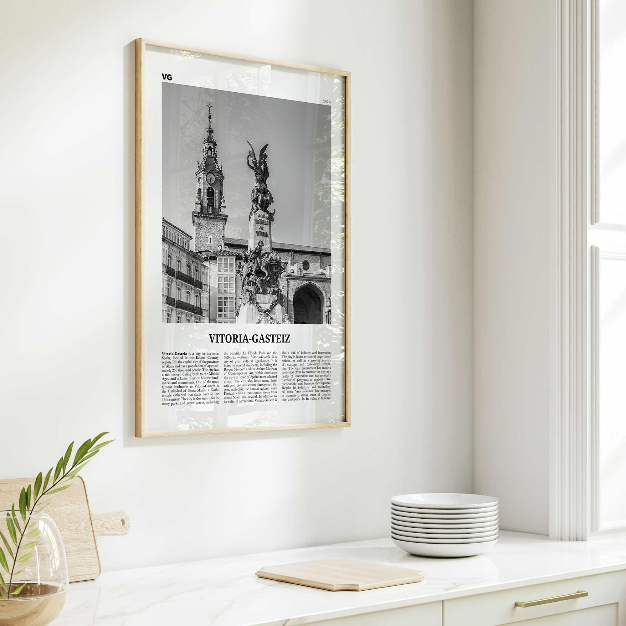 Vitoria Gasteiz Print Black and White, Vitoria-Gasteiz Wall Art, Vitoria-Gasteiz Poster, Vitoria-Gasteiz Photo, Vitoria-Gasteiz Décor, Map