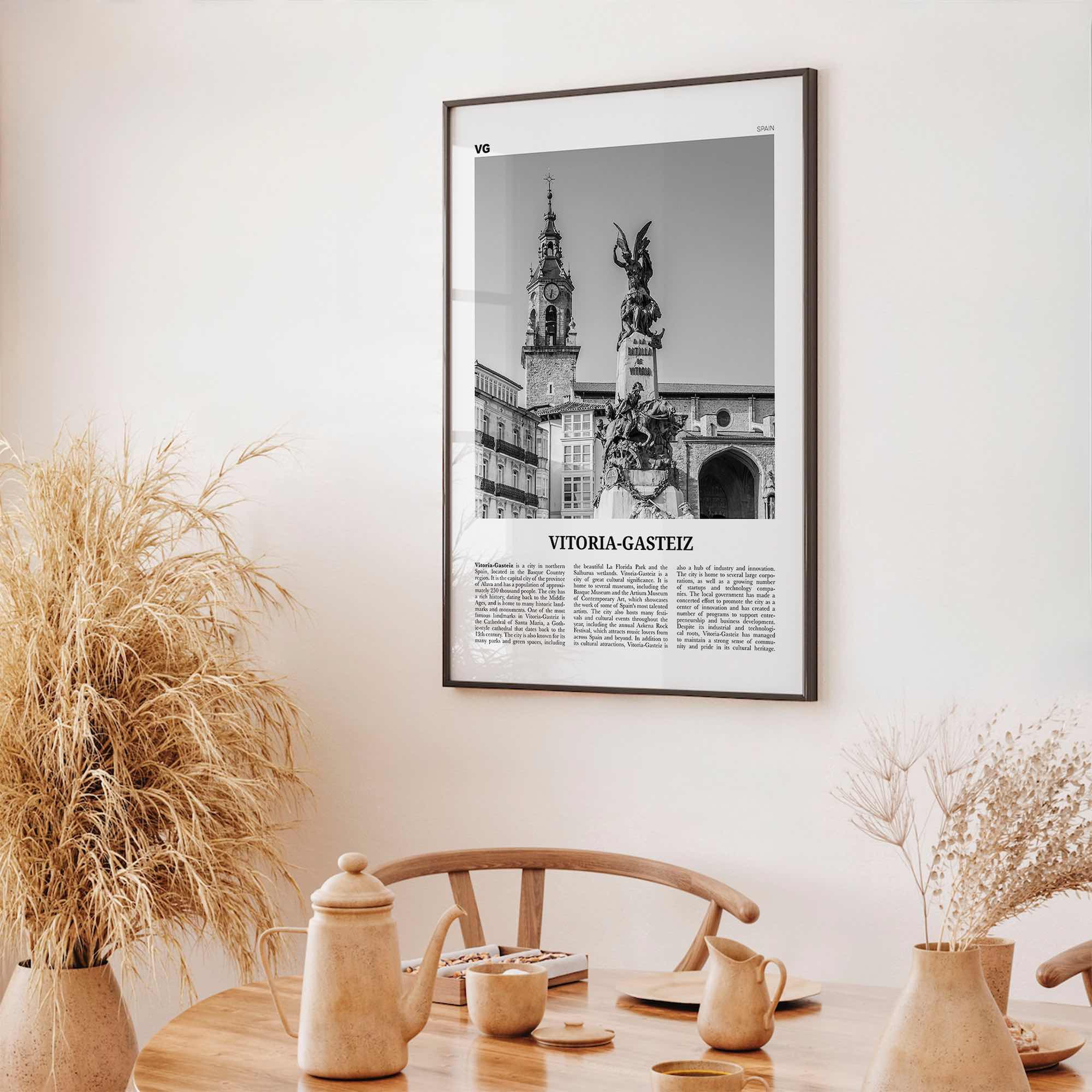 Vitoria Gasteiz Print Black and White, Vitoria-Gasteiz Wall Art, Vitoria-Gasteiz Poster, Vitoria-Gasteiz Photo, Vitoria-Gasteiz Décor, Map