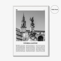Vitoria Gasteiz Print Black and White, Vitoria-Gasteiz Wall Art, Vitoria-Gasteiz Poster, Vitoria-Gasteiz Photo, Vitoria-Gasteiz Décor, Map