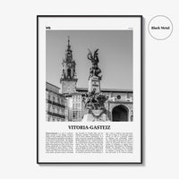 Vitoria Gasteiz Print Black and White, Vitoria-Gasteiz Wall Art, Vitoria-Gasteiz Poster, Vitoria-Gasteiz Photo, Vitoria-Gasteiz Décor, Map