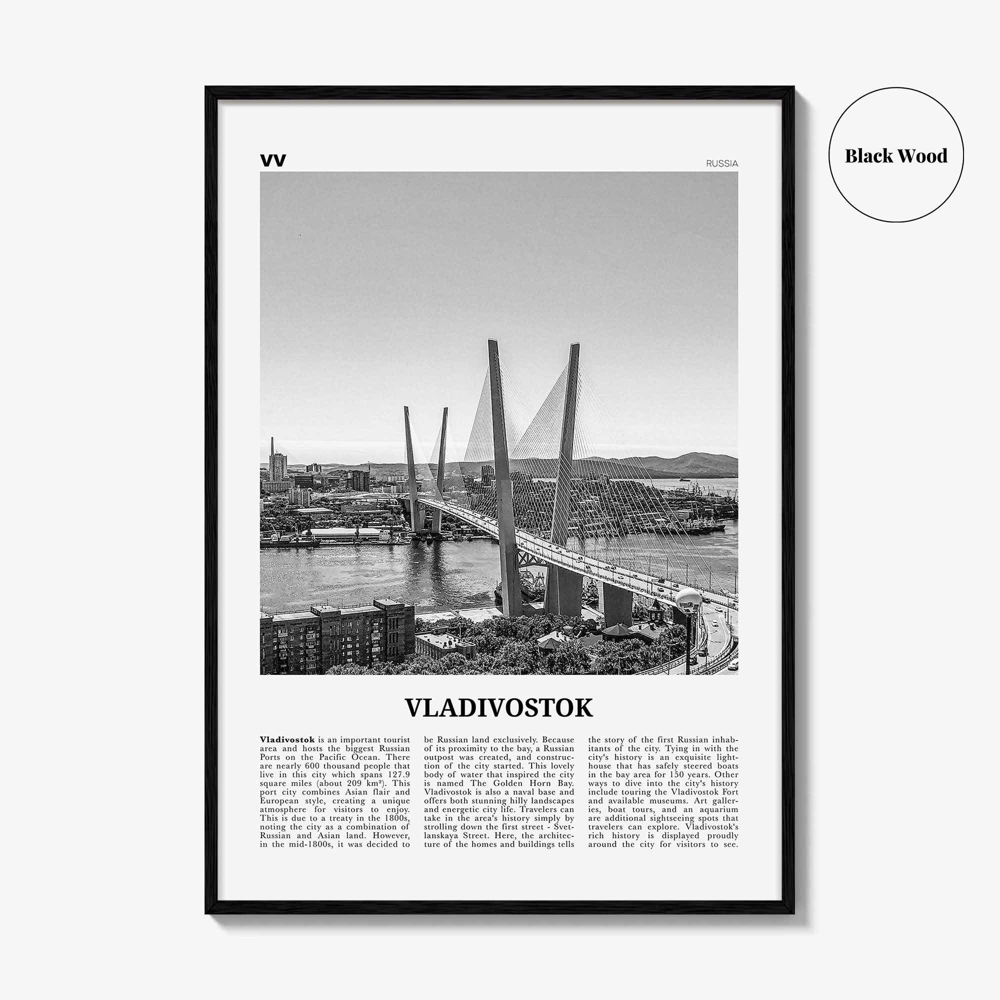 Vladivostok Print Black and White, Vladivostok Wall Art, Vladivostok Poster, Vladivostok Photo, Vladivostok Décor, Vladivostok Map, Russia