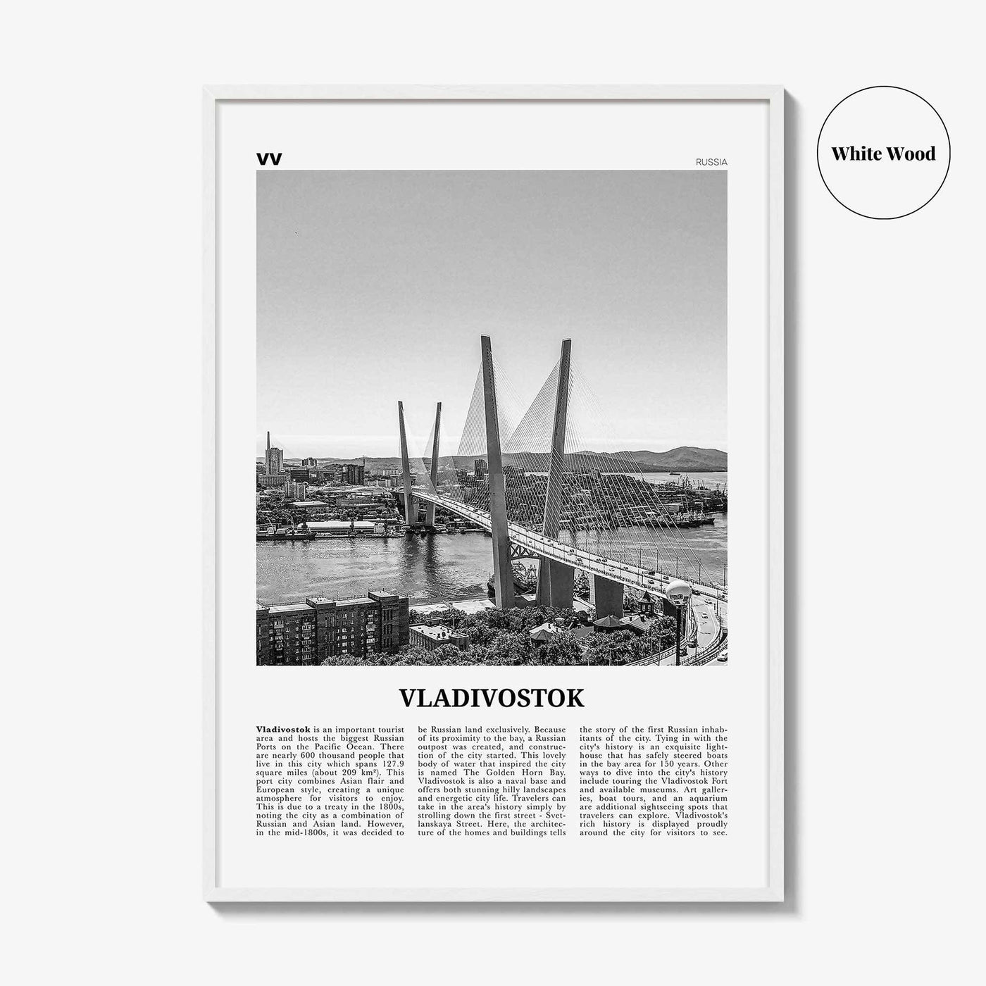 Vladivostok Print Black and White, Vladivostok Wall Art, Vladivostok Poster, Vladivostok Photo, Vladivostok Décor, Vladivostok Map, Russia